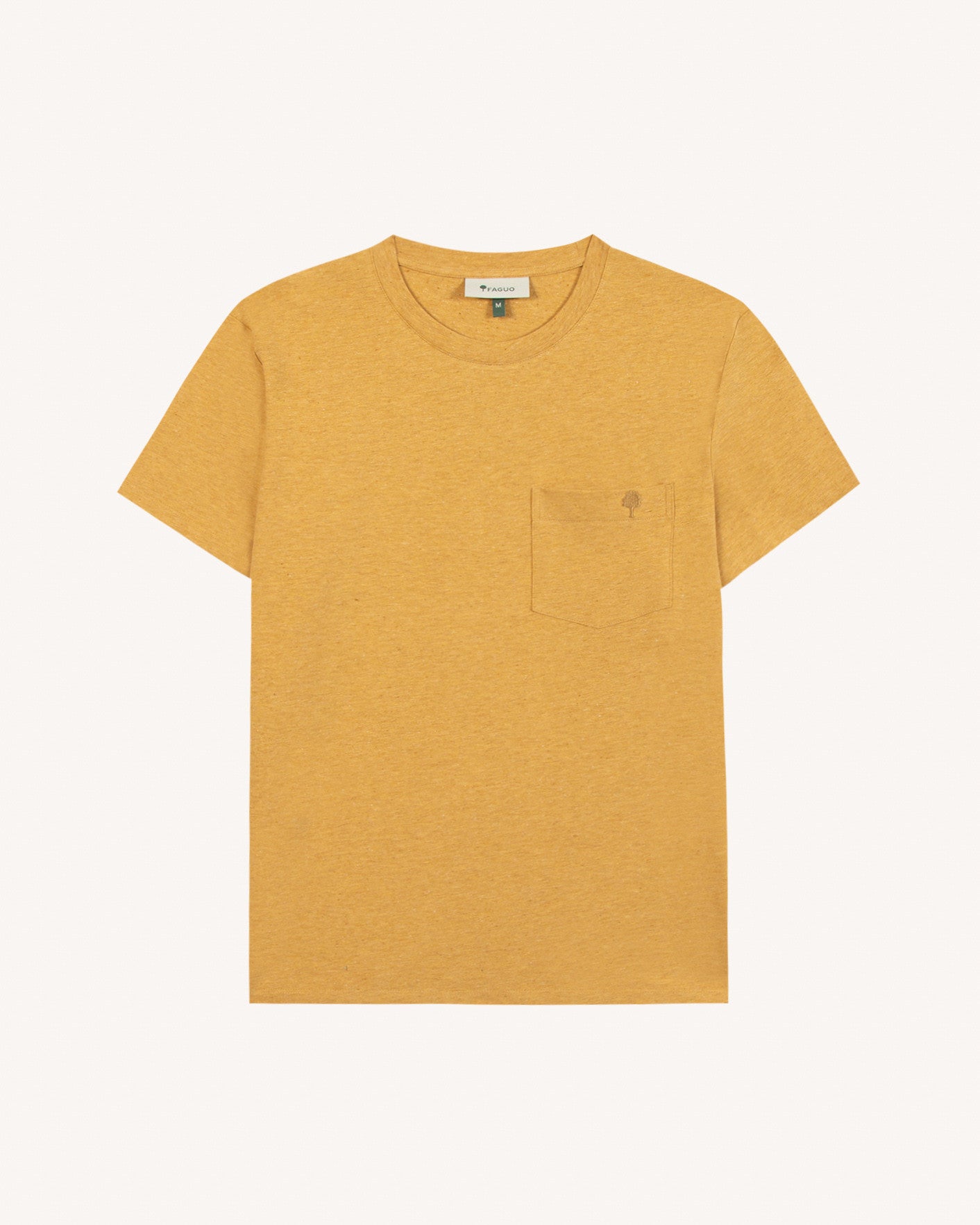 faguo-olonne-t-shirt-ocre-coton-poche image 2