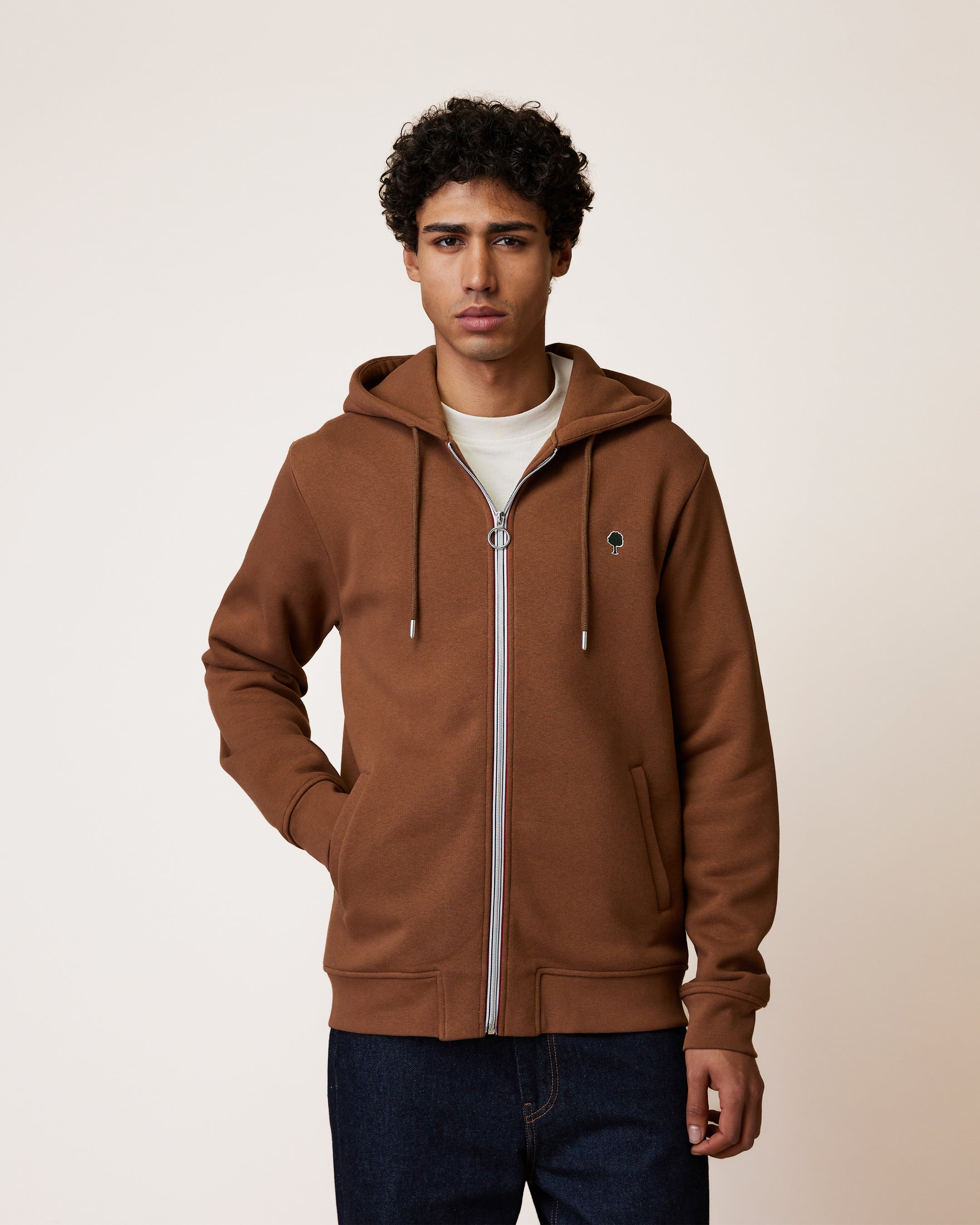 faguo-mesnil-sweat-zipp-capuche-camel image 1