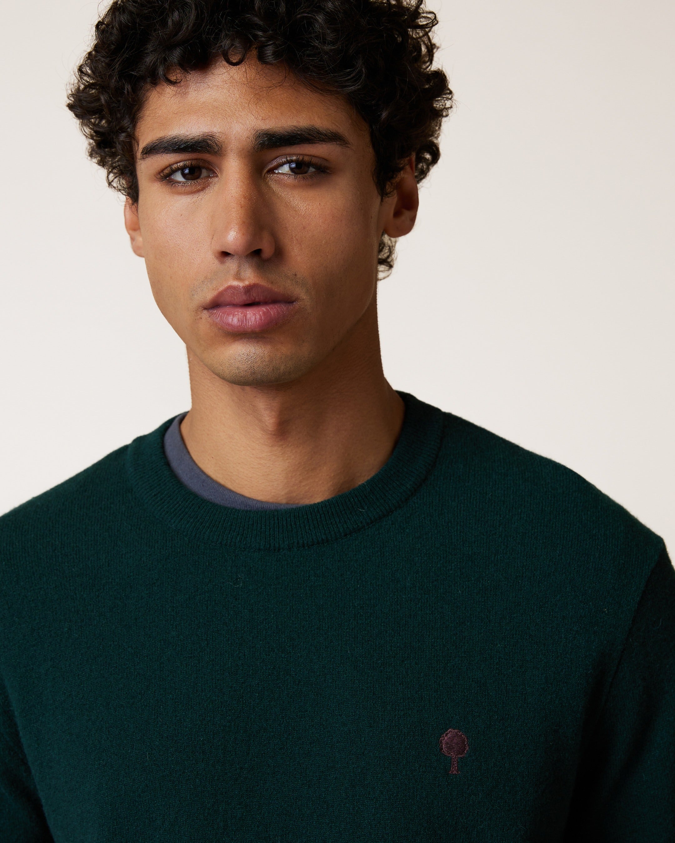 faguo-marly-pull-col-rond-laine-vert-fonc-fil-italien image 7