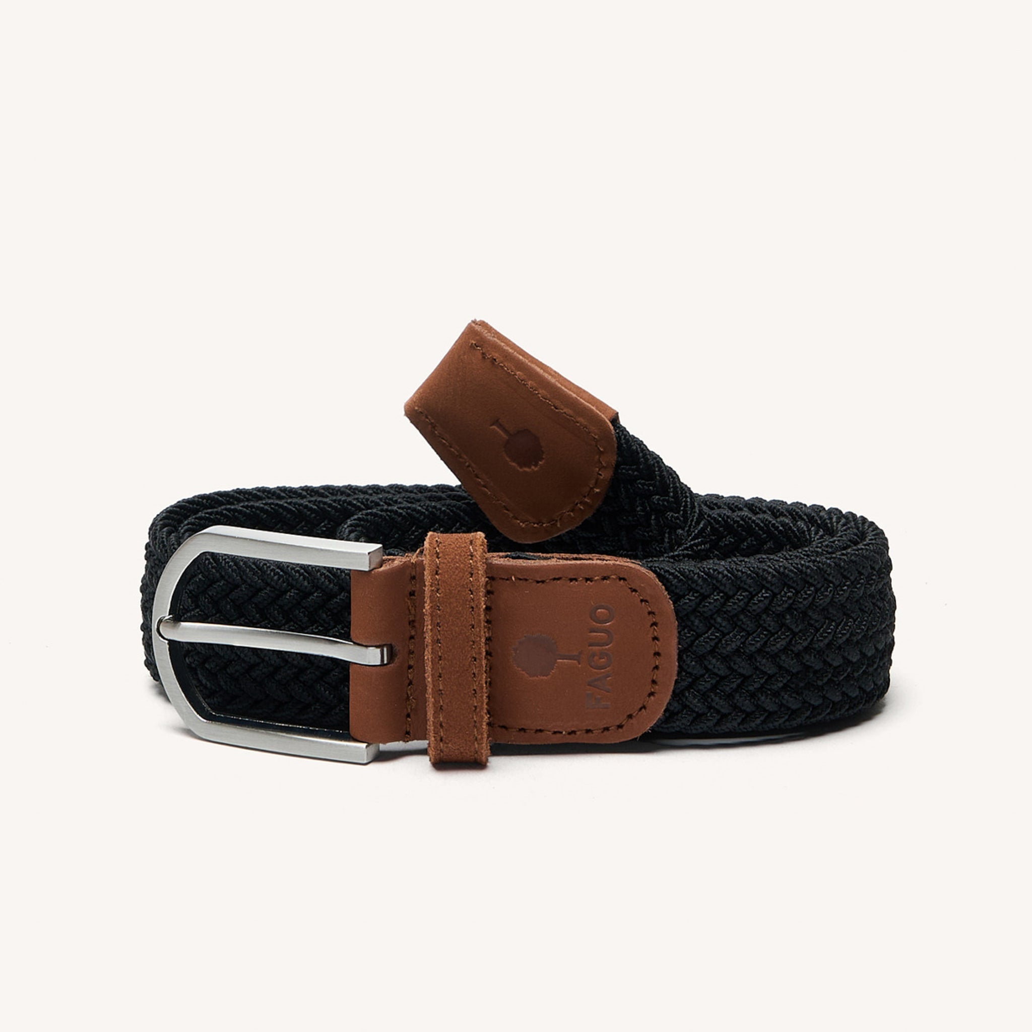 faguo-belt-ceinture-tress-e-lastique-noir-et-camel image 1