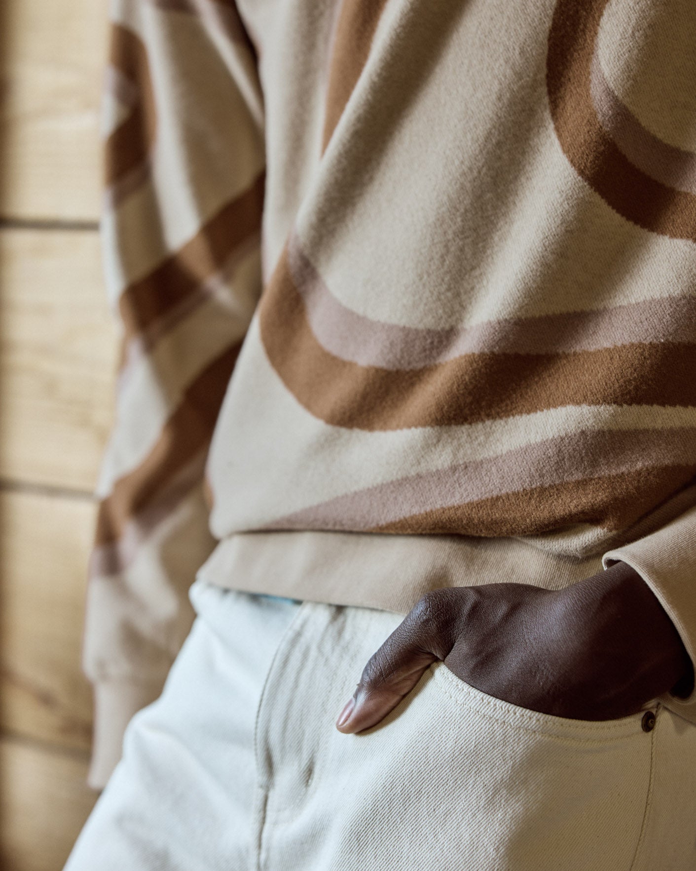 faguo-bussy-sweat-col-rond-beige-et-camel image 3