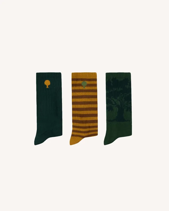 faguo-lot-de-3-paires-de-chaussettes-sport-vert-et-camel image 1