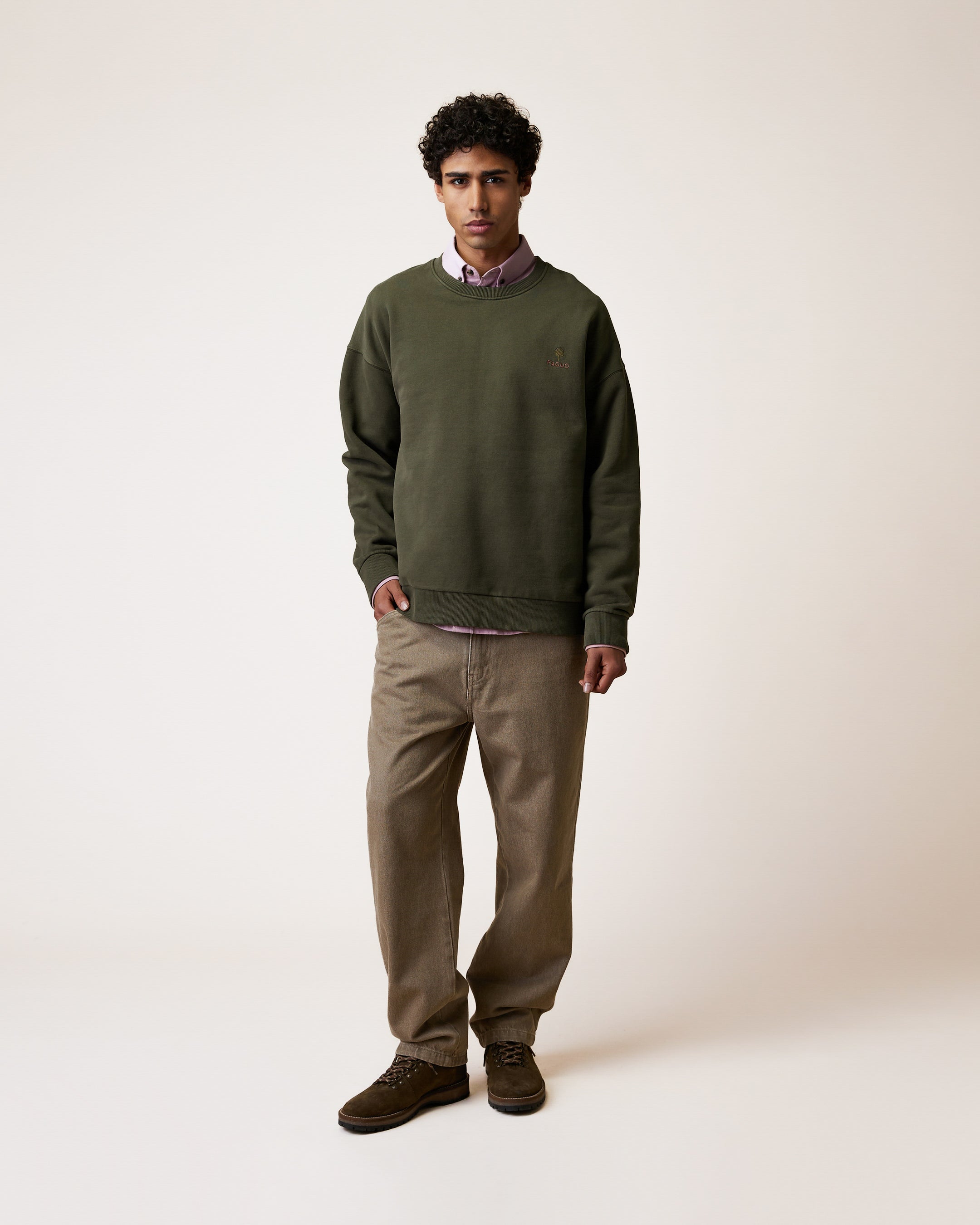 faguo-fango-sweat-col-rond-homme-kaki-molleton image 1