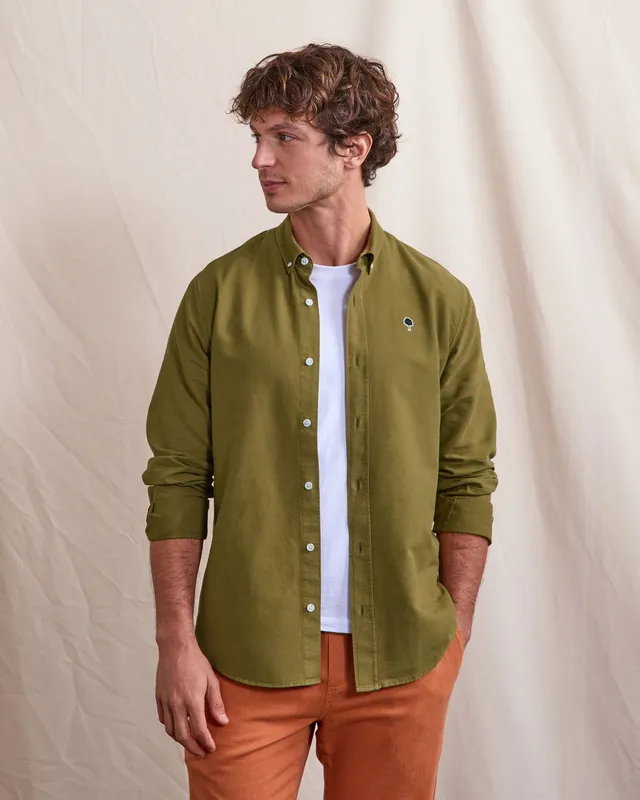 faguo-ivoy-chemise-oxford-kaki-fonc image 1