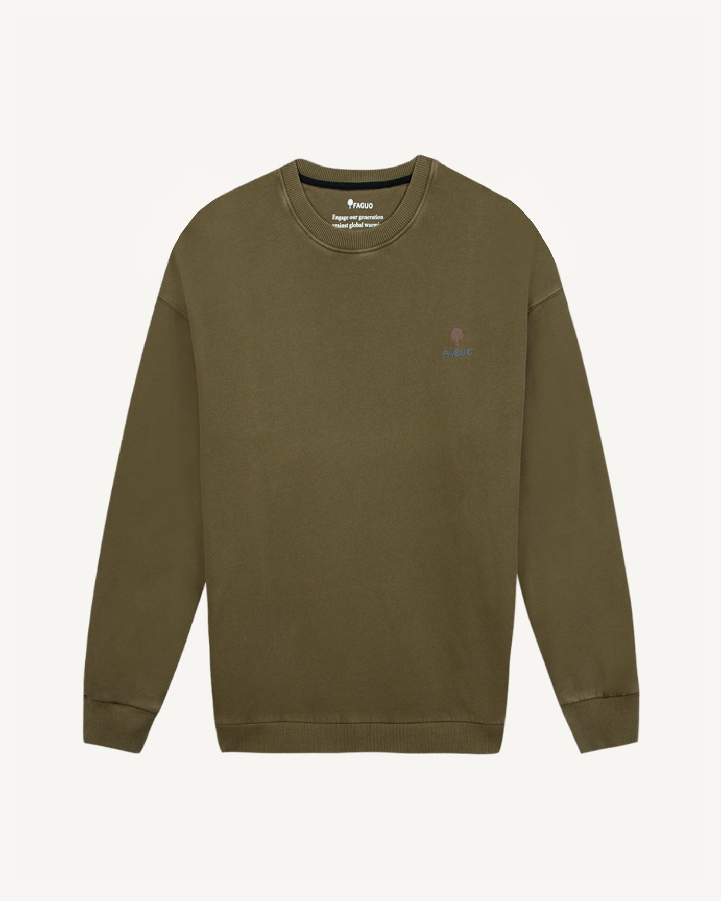 faguo-fango-sweat-col-rond-vert-olive-fonc image 2