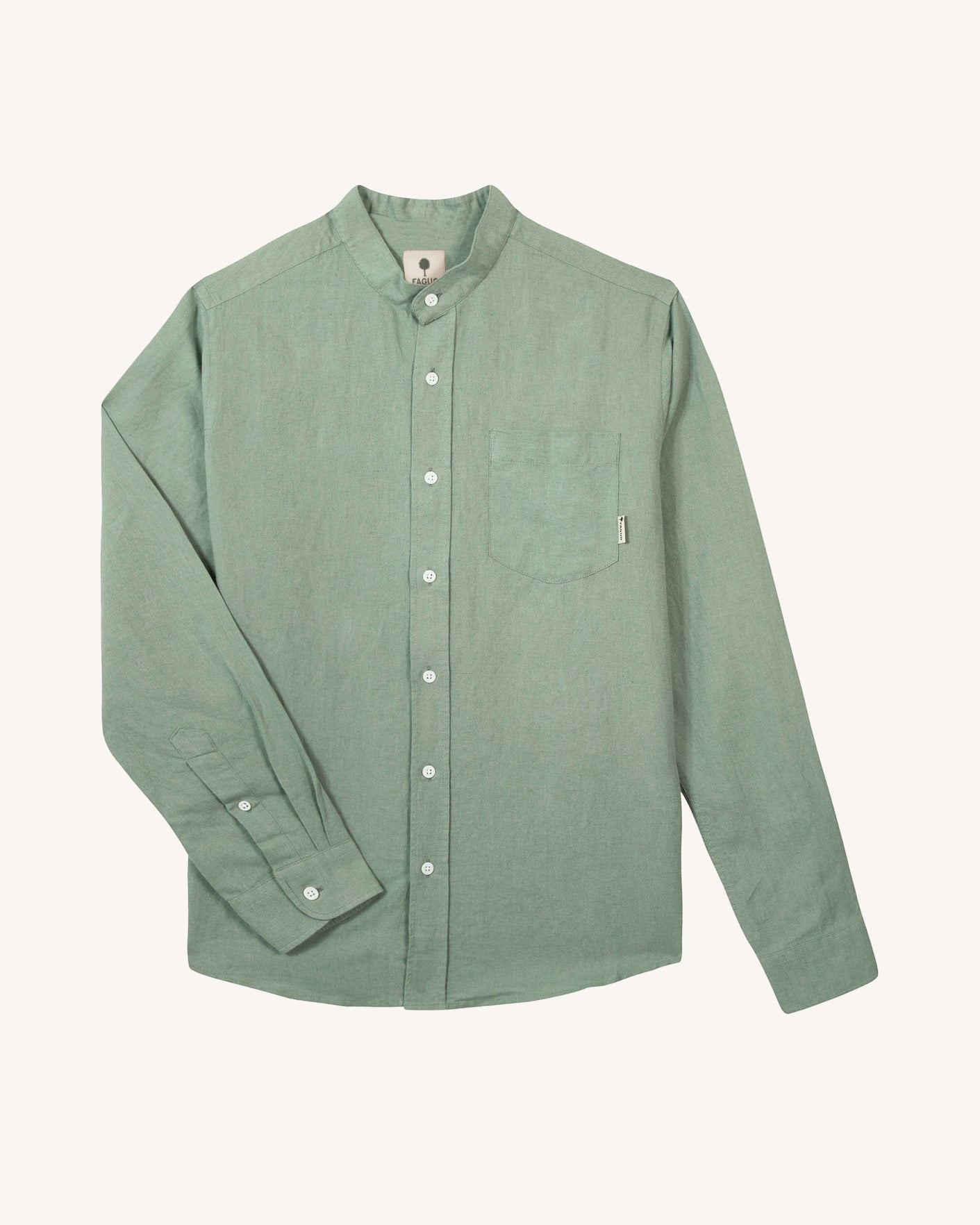 faguo-chiavari-chemise-en-lin-vert-clair-col-officier image 2
