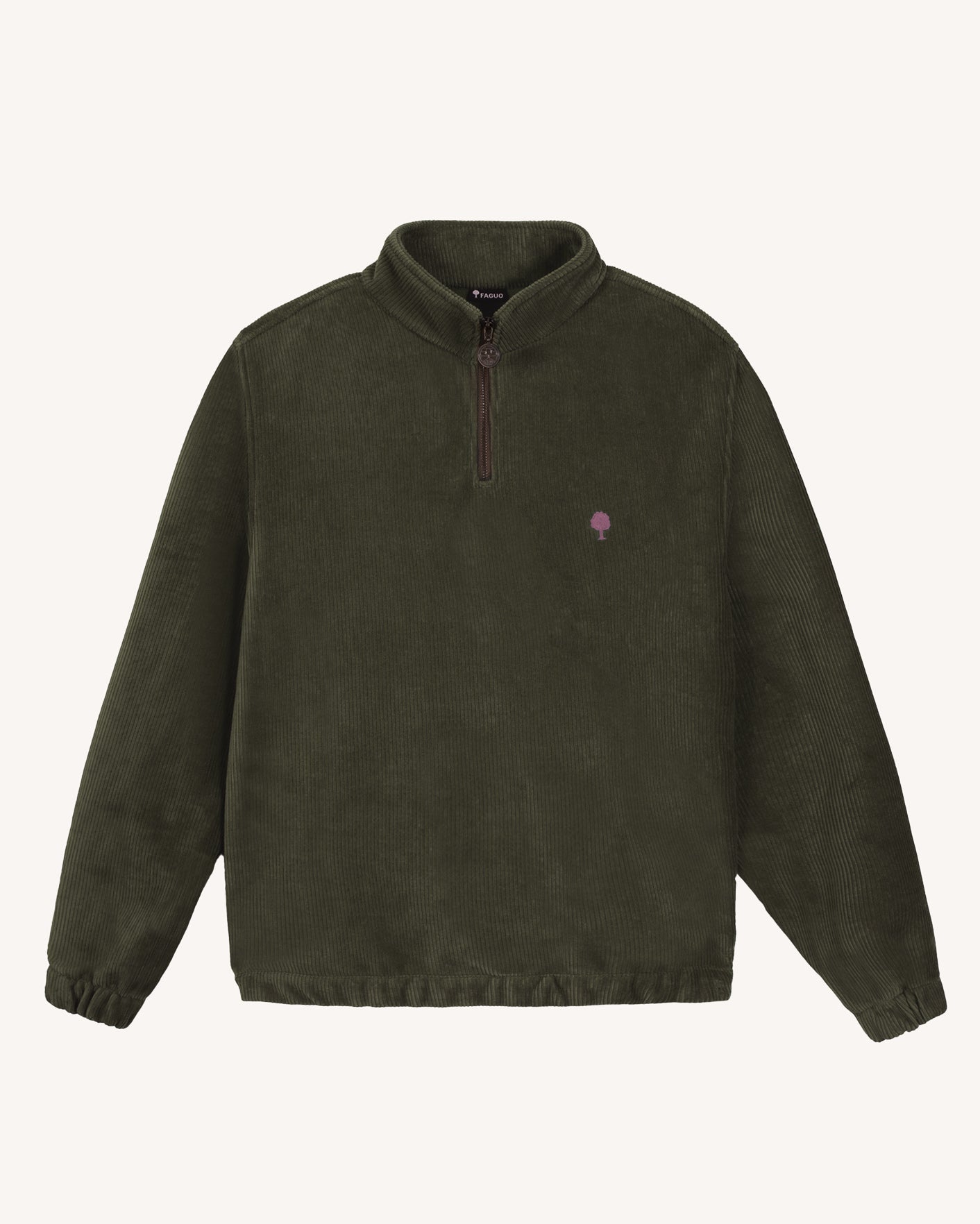 faguo-amboise-sweat-zipp-vert-olive-fonc-boxy image 2