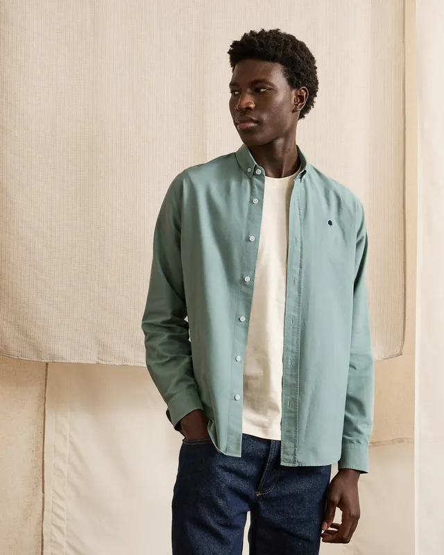 faguo-ivoy-chemise-vert-d-eau-oxford-homme image 1