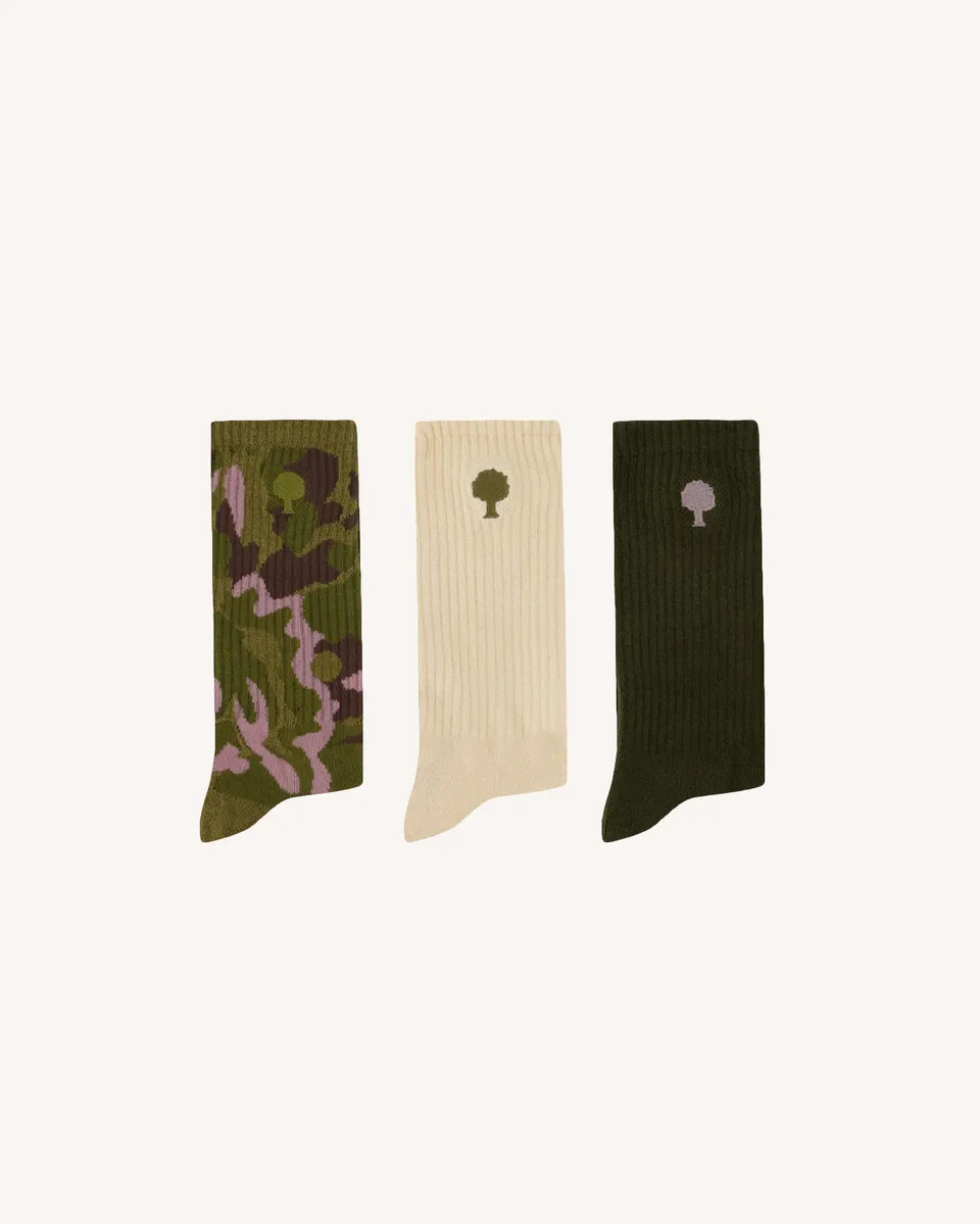 faguo-lot-3-paires-chaussettes-sport-kaki-multicolore image 1