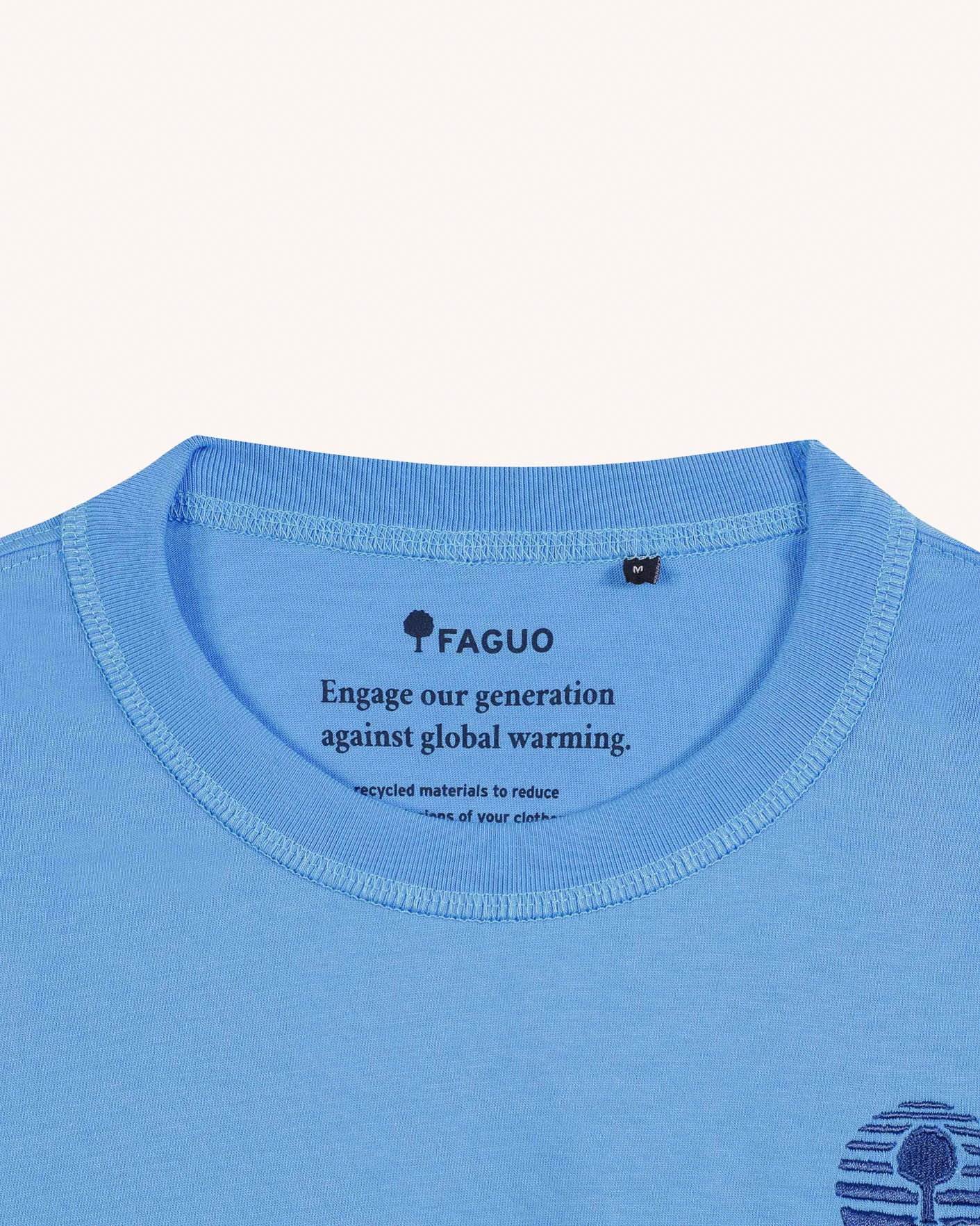 faguo-lugny-t-shirt-bleu-azur-coton-loose-homme image 5