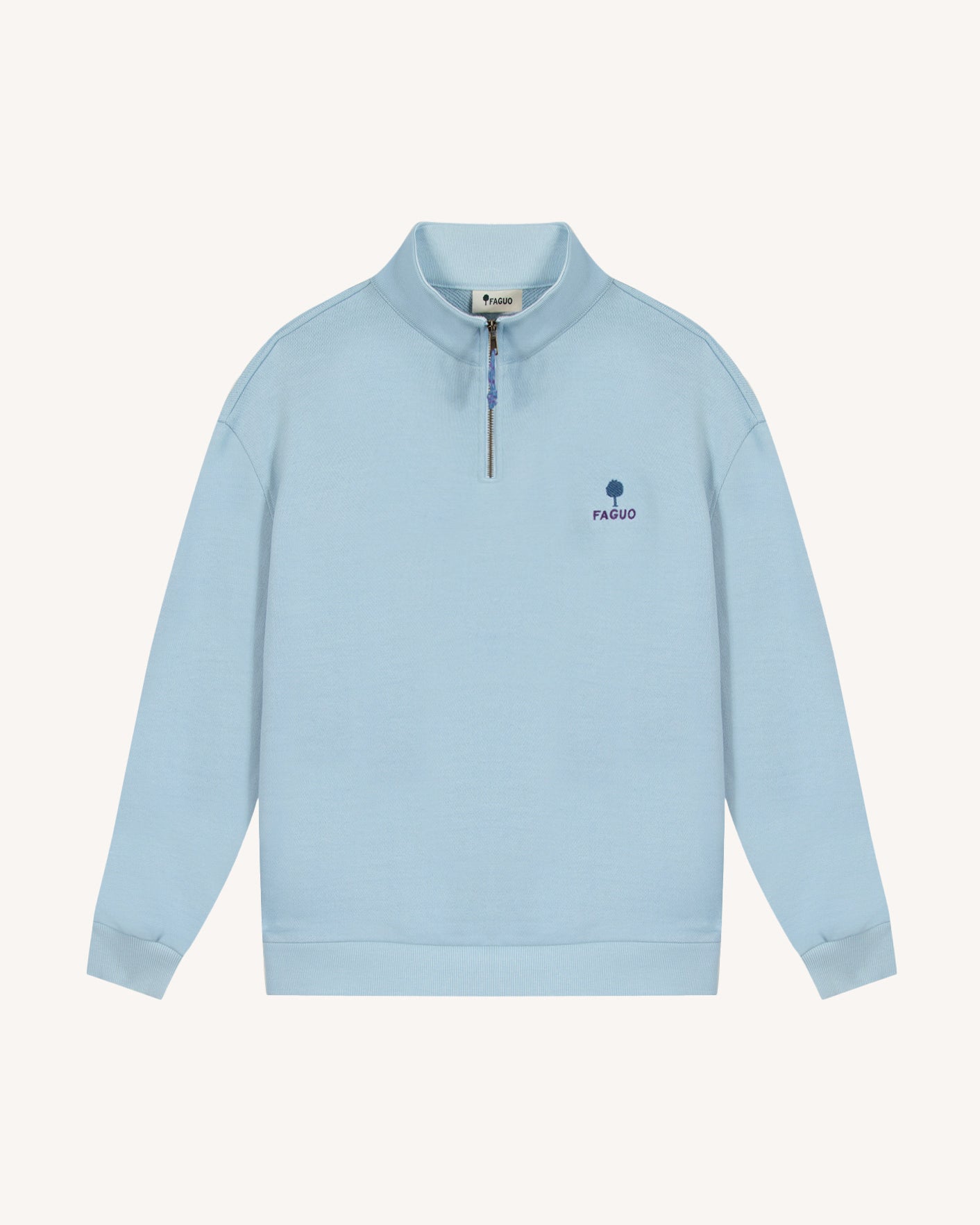 faguo-amboise-sweat-zipp-bleu-ciel-coton-bio-homme image 2