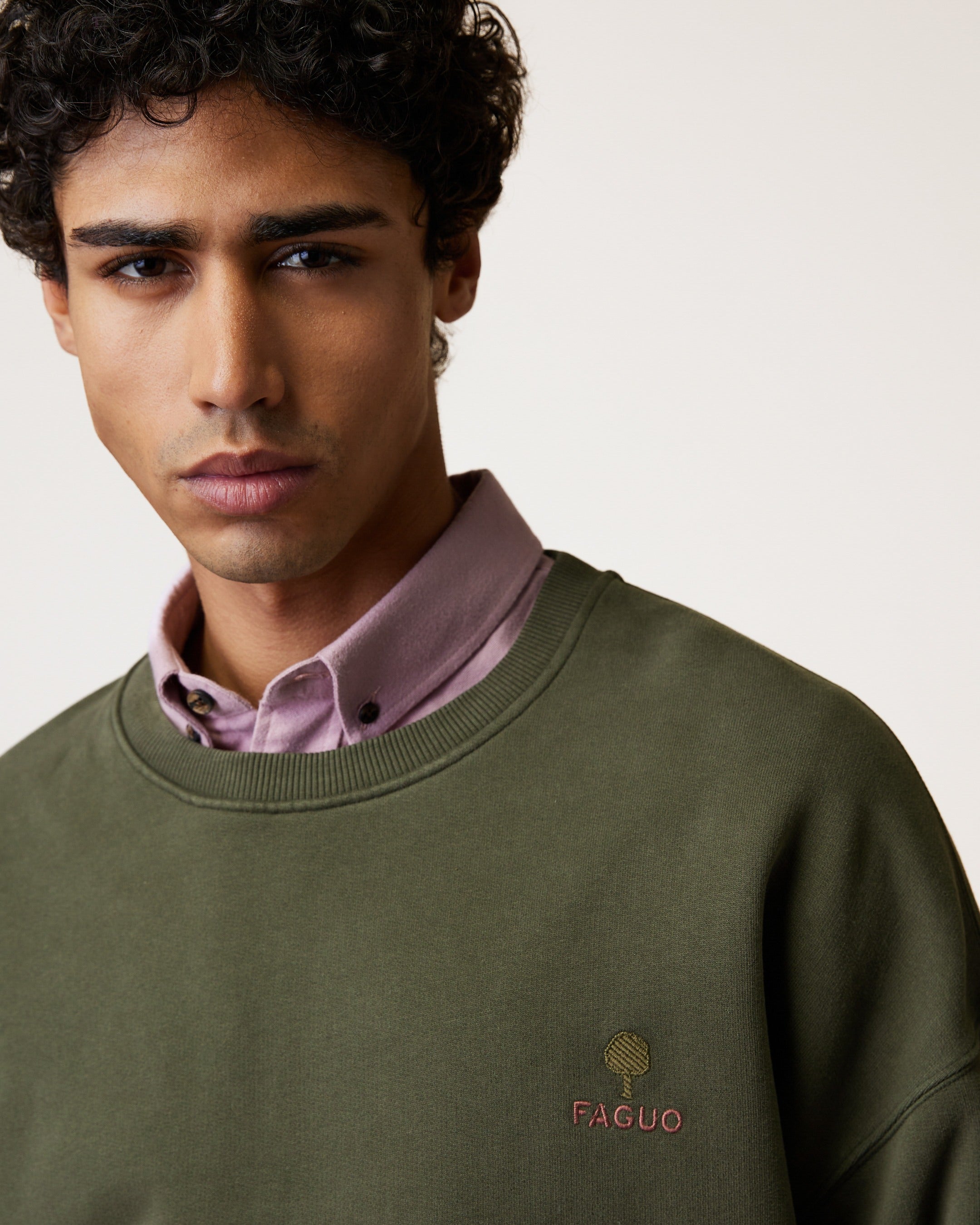 faguo-fango-sweat-col-rond-homme-kaki-molleton image 5