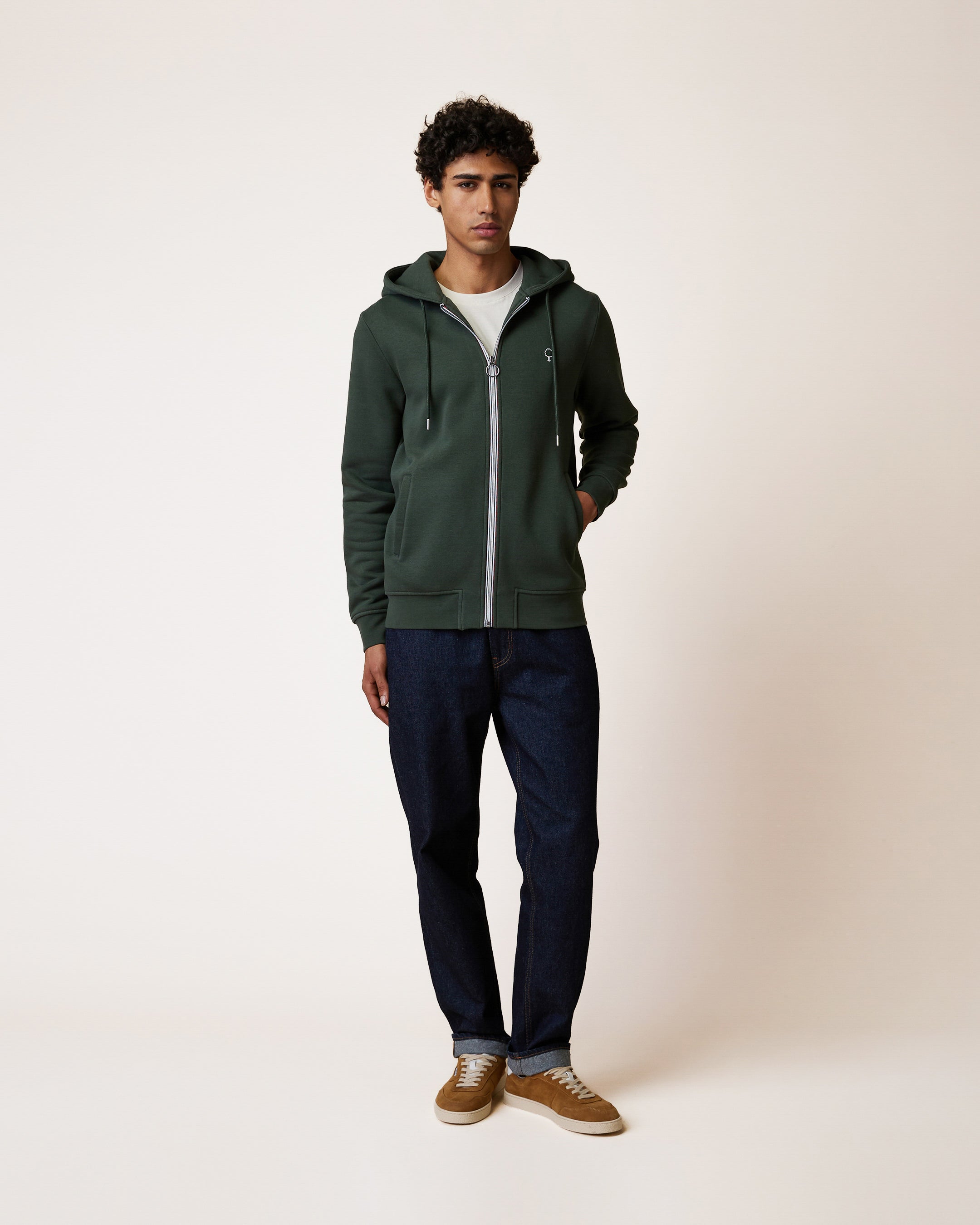 faguo-mesnil-sweat-zipp-capuche-vert-fonc image 3