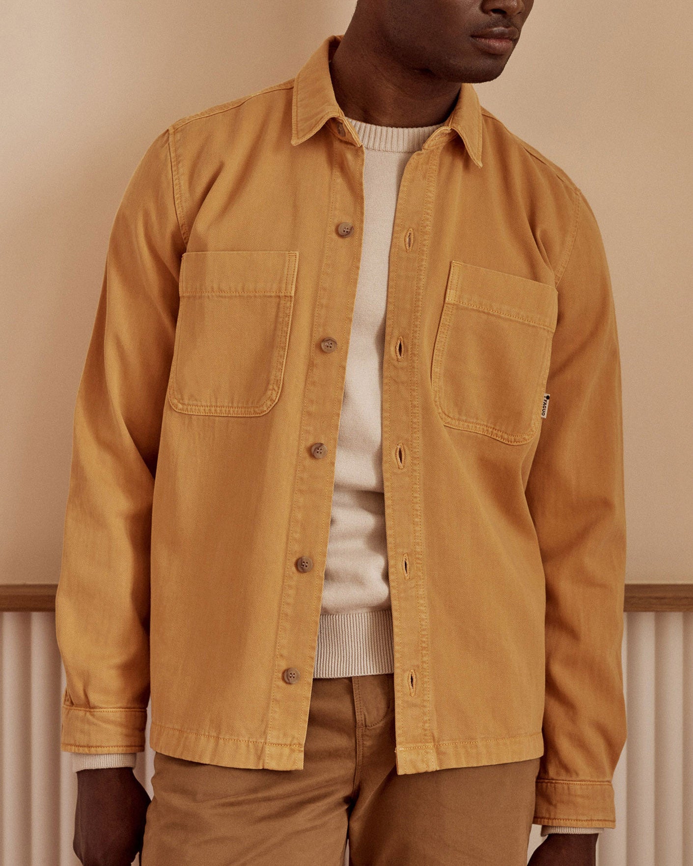 faguo-clemont-surchemise-orange-clair-coton image 3