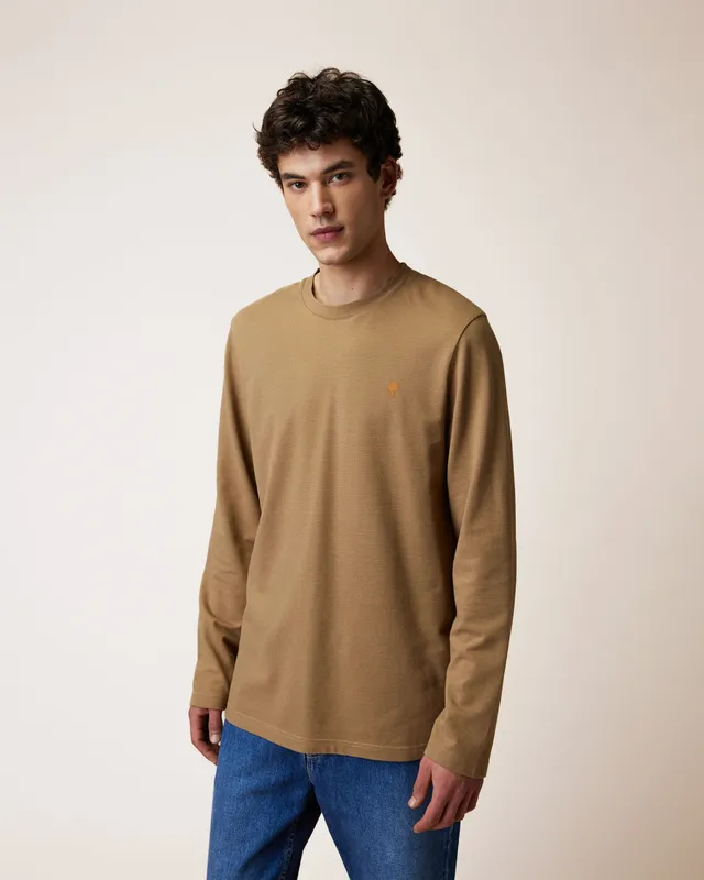 faguo-bailly-t-shirt-manches-longues-homme-camel-coton-recycl image 1