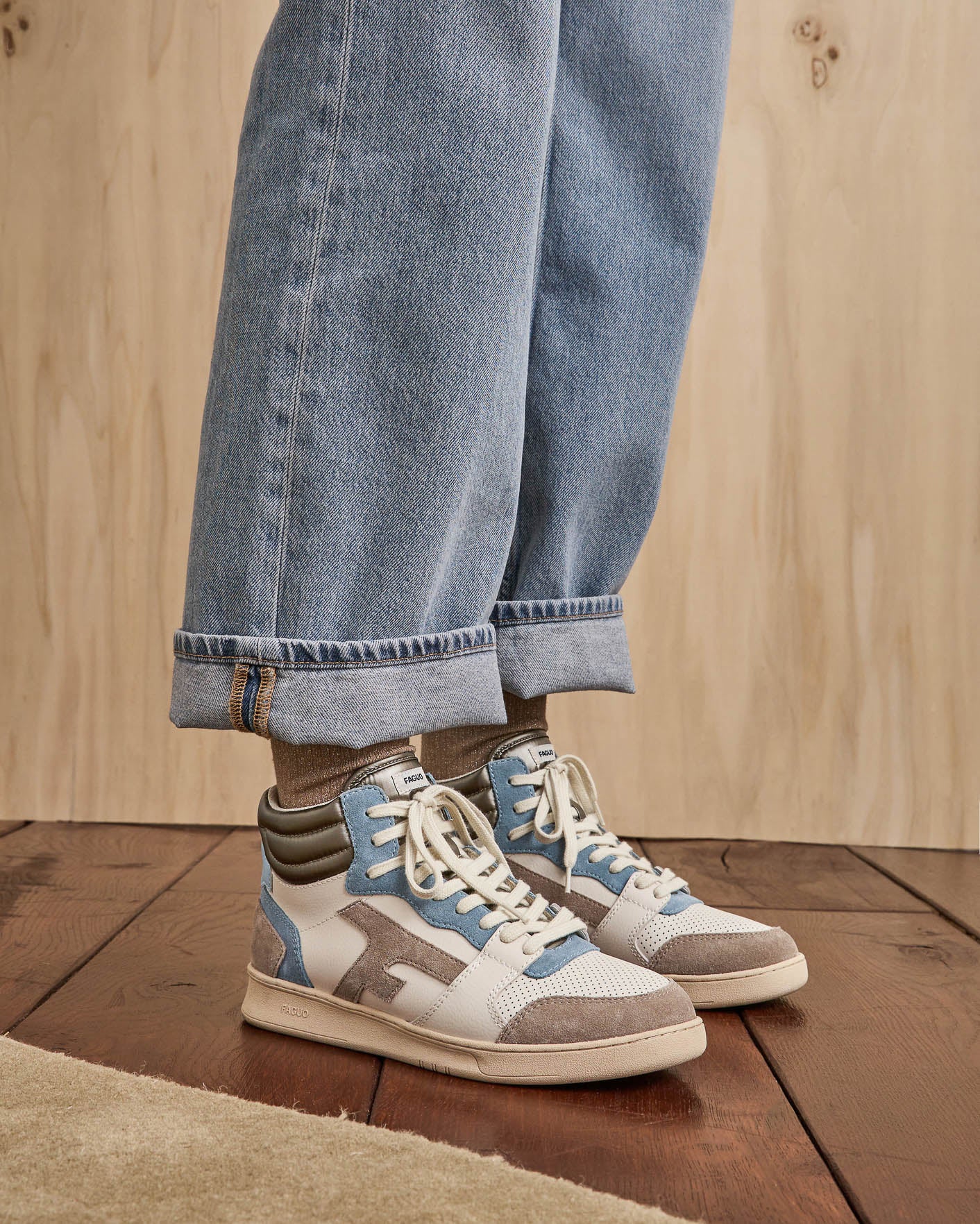 faguo-hazel-mid-baskets-montantes-cuir-cru-et-bleu-vintage image 2