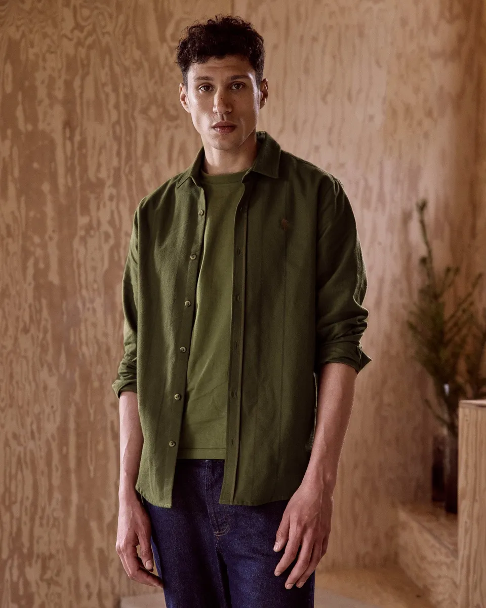 faguo-iraty-chemise-homme-kaki-et-multicolore-coupe-droite image 1