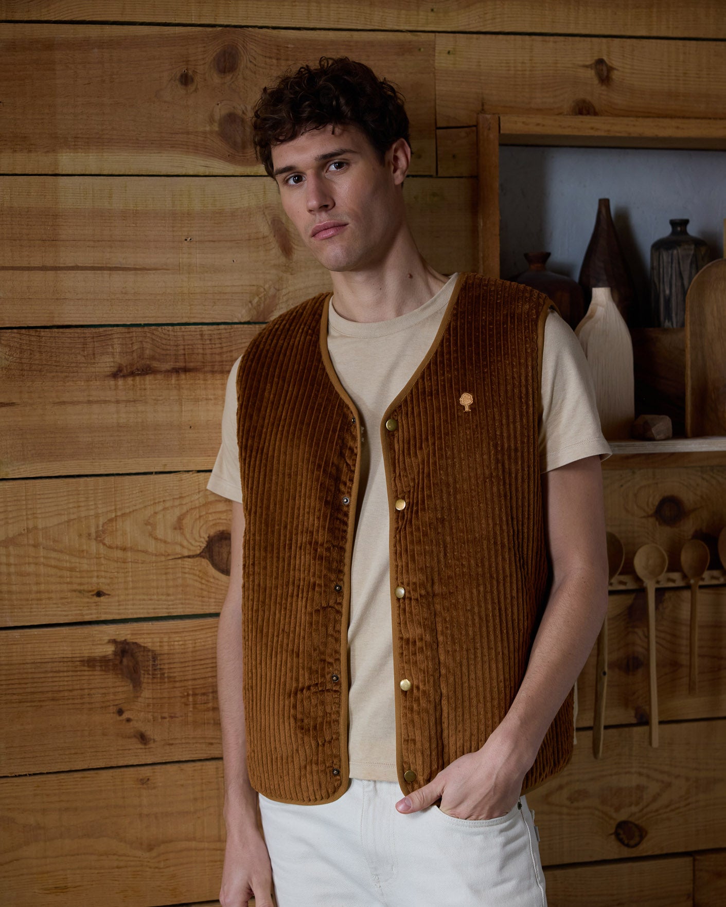faguo-esterel-veste-sans-manches-r-versible-camel-kaki image 1
