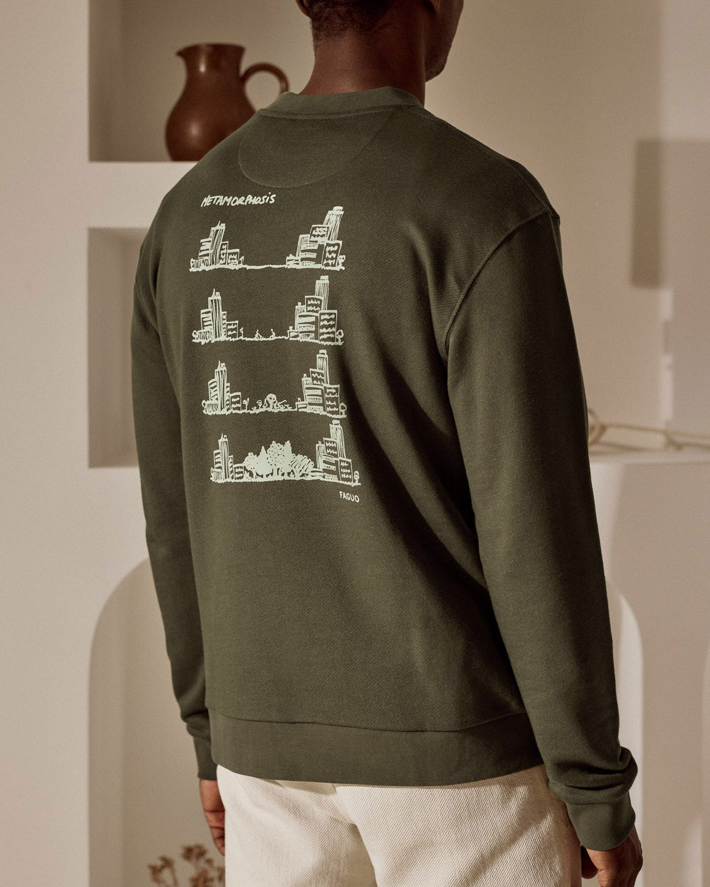faguo-fango-sweat-col-rond-oversize-marron-fonc-coton-bio-bambou image 1