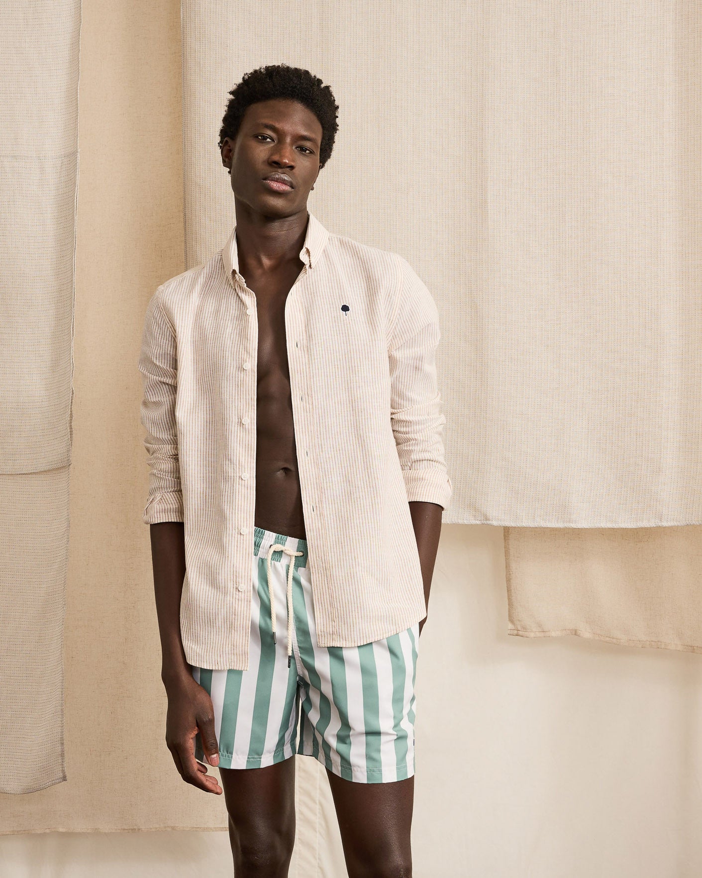 faguo-mimizan-short-de-bain-homme-vert-et-cru image 3