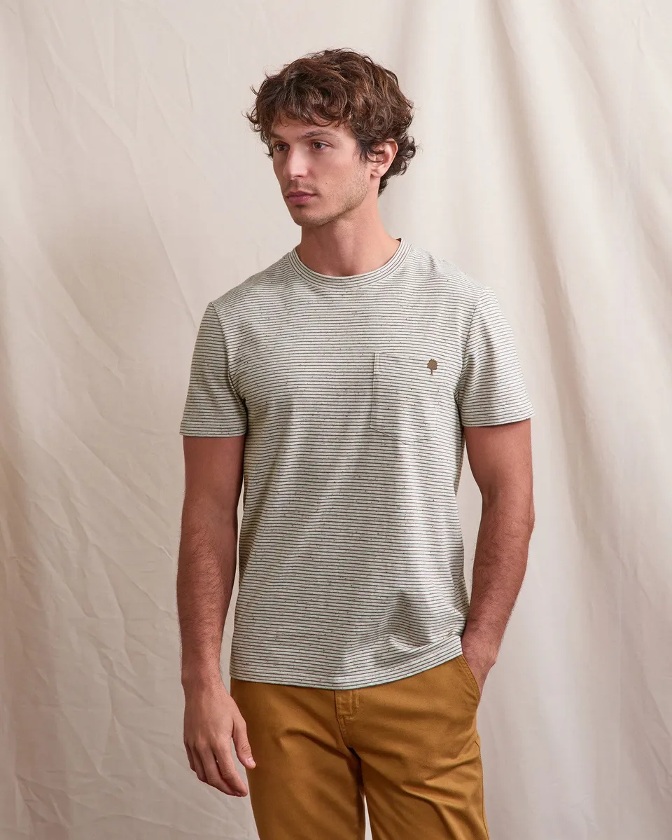 faguo-olonne-t-shirt-cru-et-kaki-coton-ray image 1