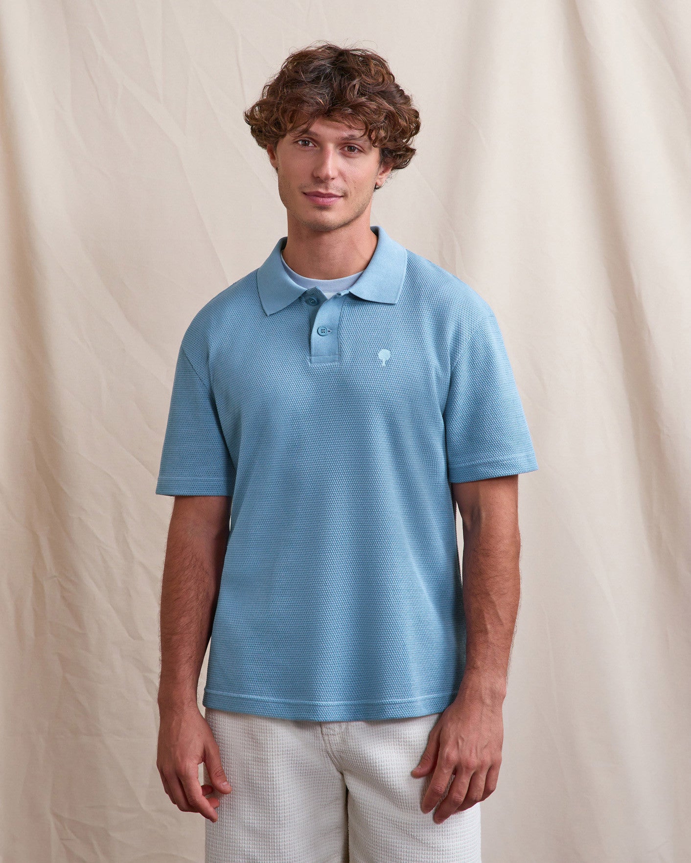 faguo-montge-polo-bleu-moyen-coton-coupe-large image 1