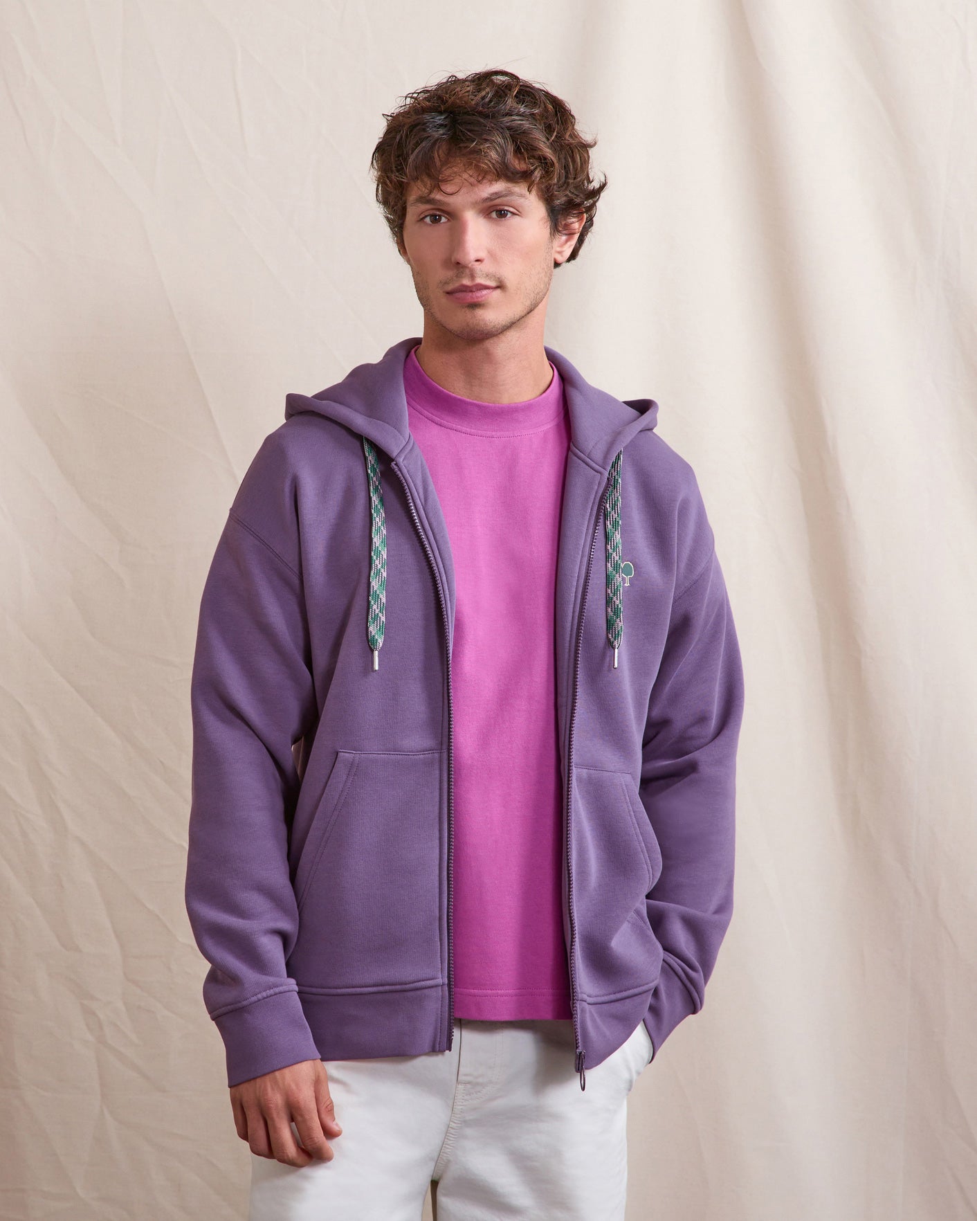 faguo-mesnil-os-sweat-zipp-capuche-violet-homme image 1
