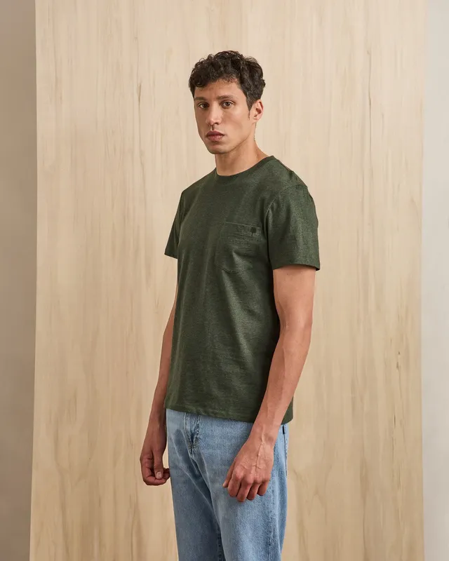 faguo-olonne-t-shirt-vert-fonc-coton-poche-homme image 1