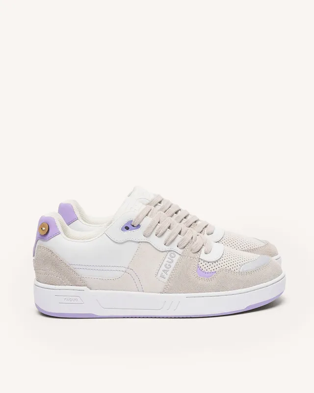 faguo-ceiba-baskets-blanches-violet-clair-cuir image 1
