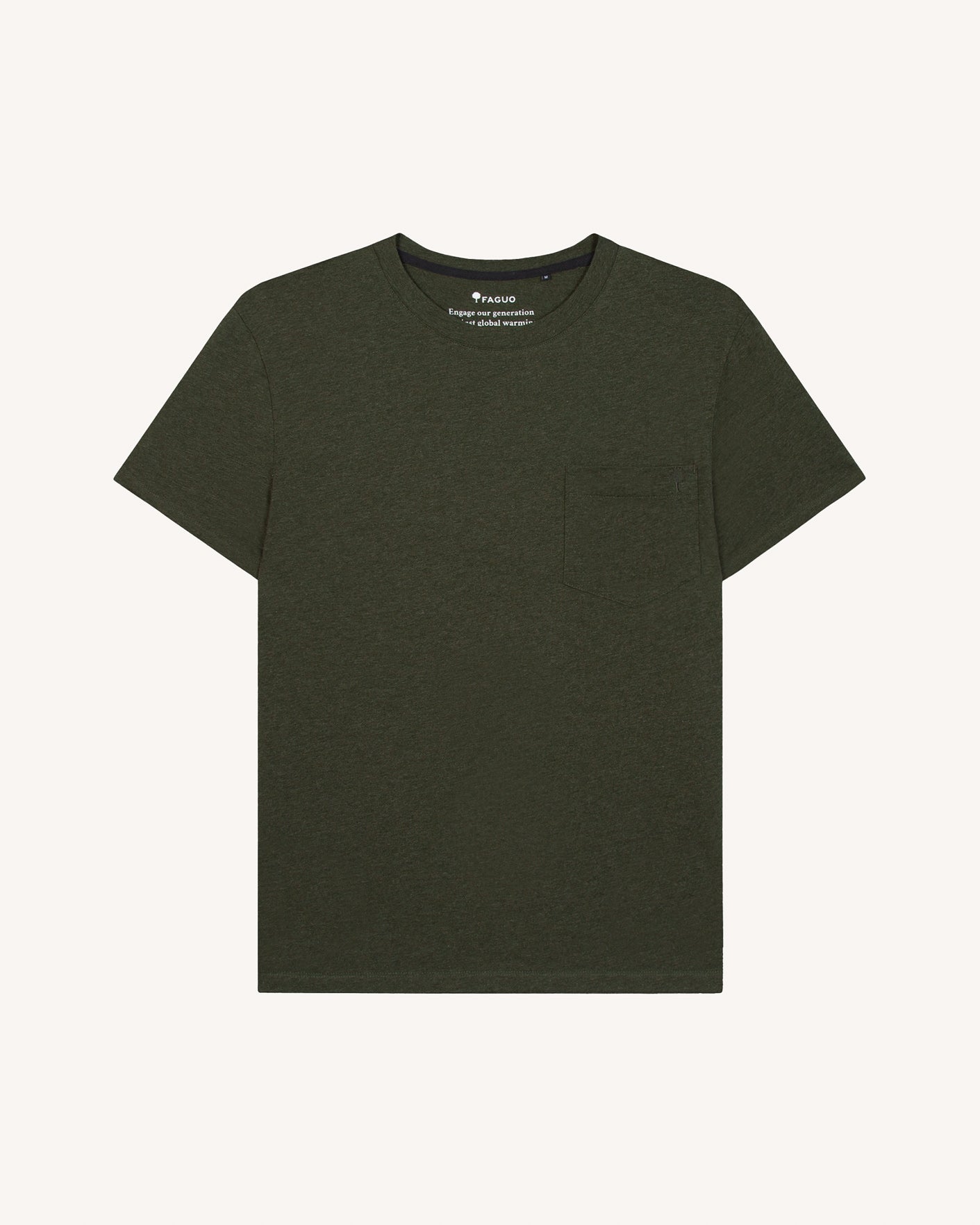 faguo-olonne-t-shirt-vert-fonc-coton-poche-homme image 2