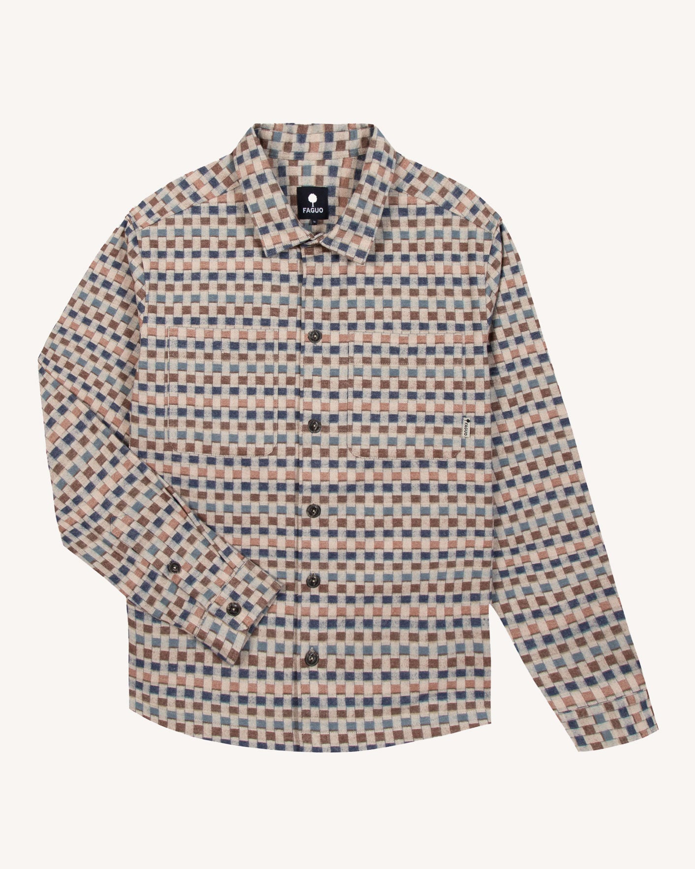 faguo-clemont-surchemise-beige-et-camel-coton image 2