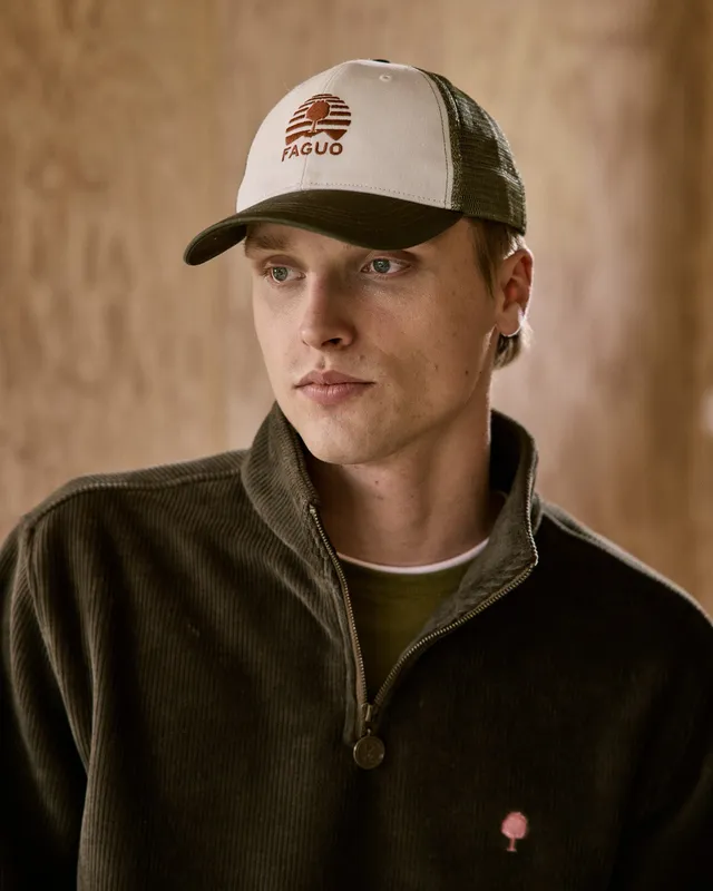 faguo-trucker-casquette-olive-et-kaki-6-pans-mesh image 1