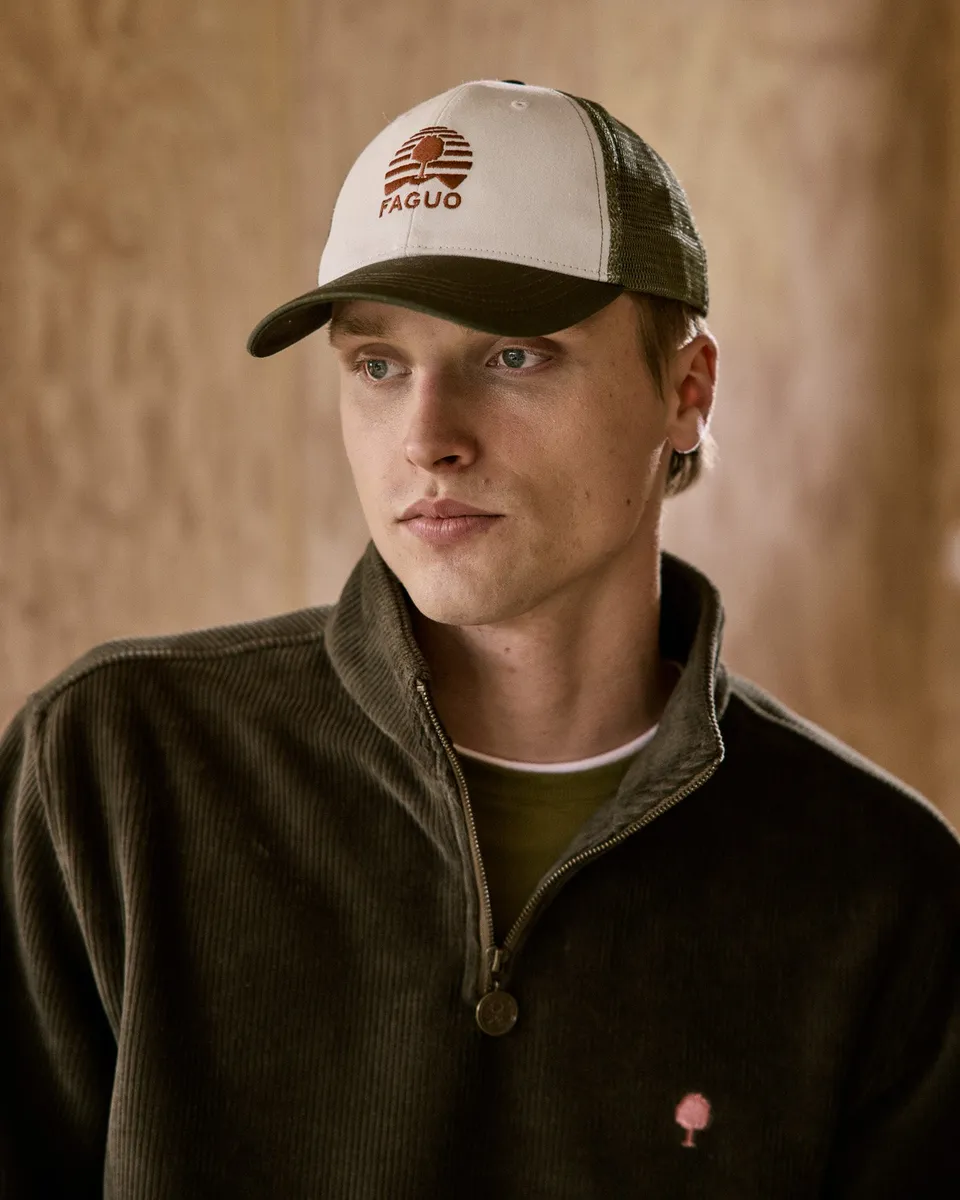 faguo-trucker-casquette-olive-et-kaki-6-pans-mesh image 1