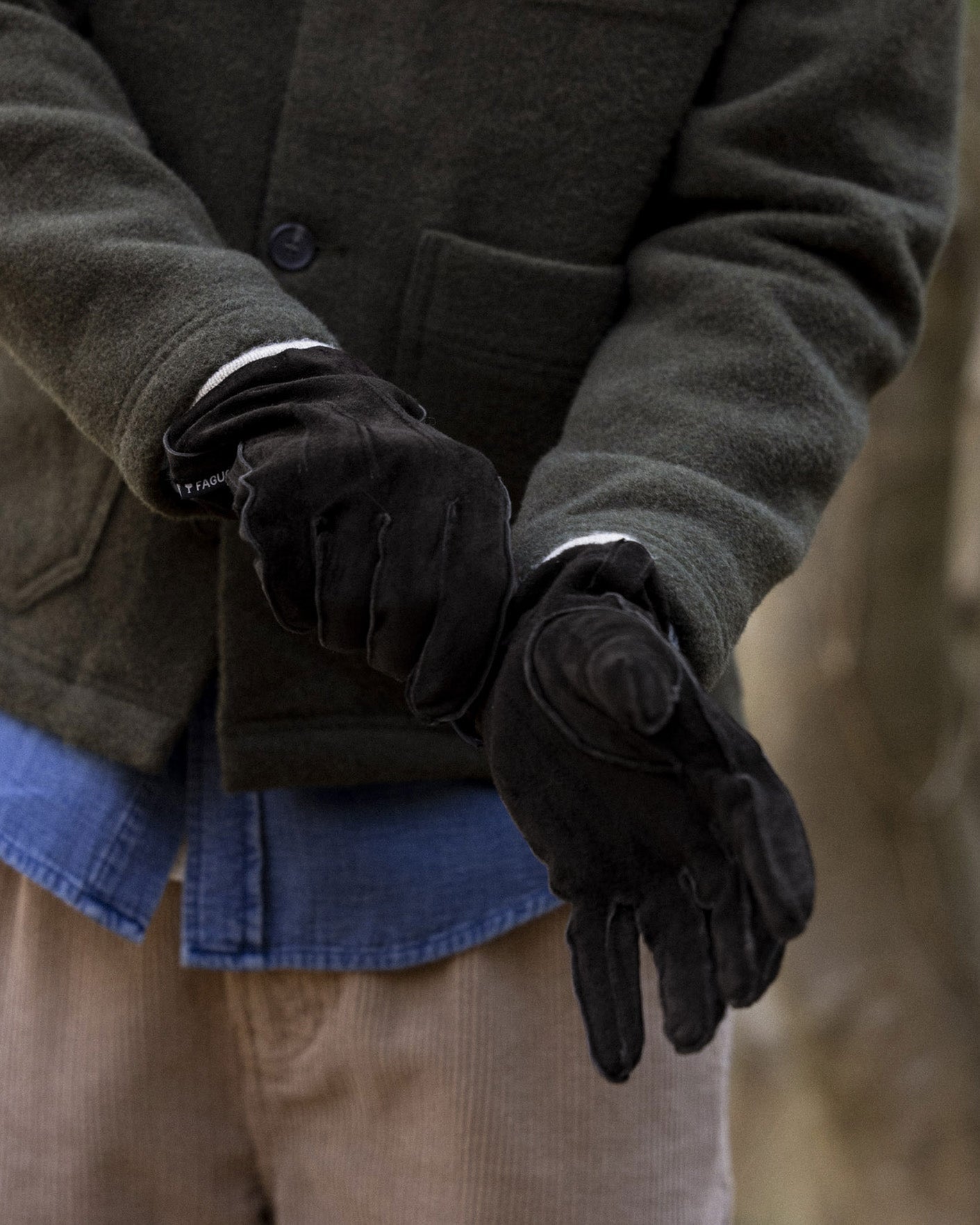 faguo-gloves-gants-cuir-de-porc-et-laine-marron image 2