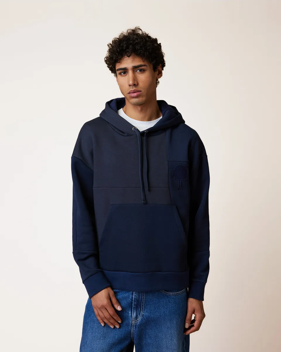 faguo-dirac-up-sweat-capuche-bleu-marine-en-molleton-upcycl image 1
