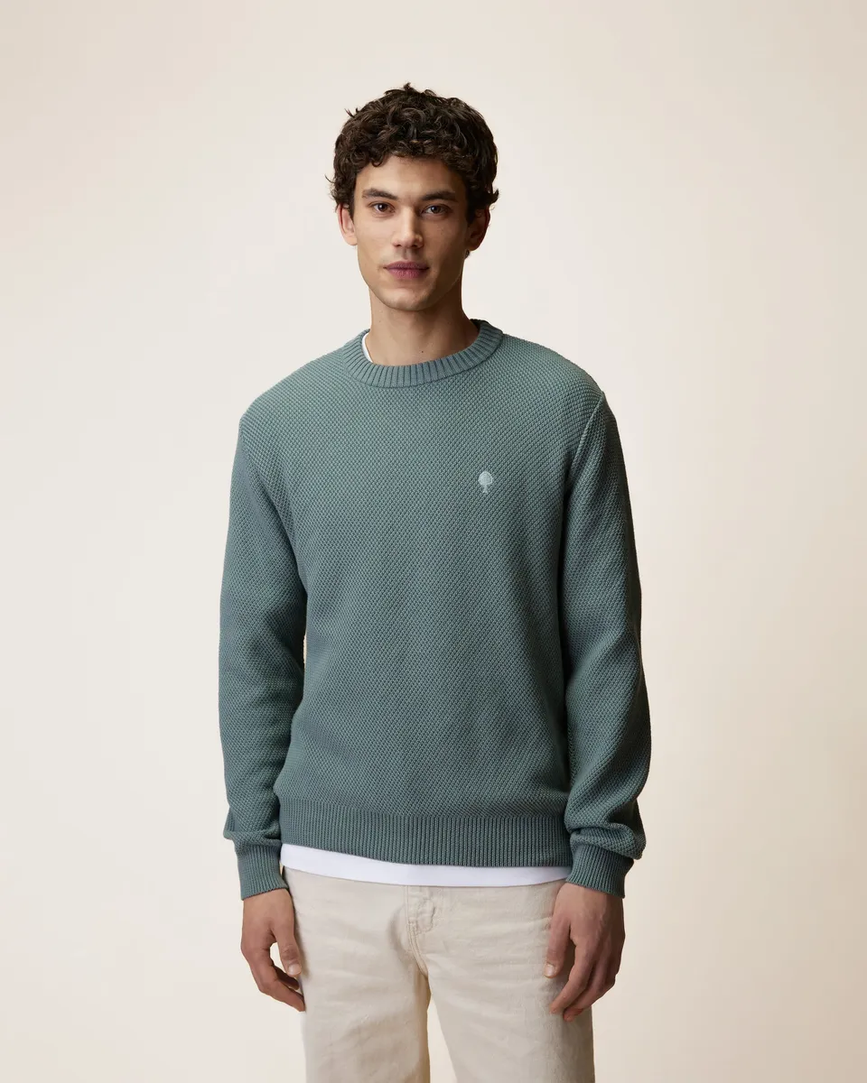faguo-opale-pull-col-rond-vert-coton-biologique image 1