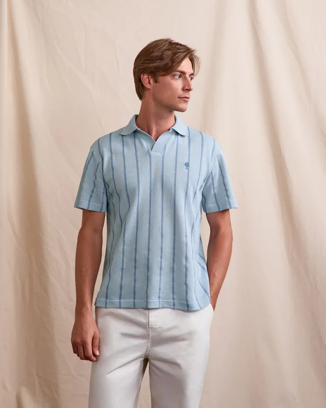 faguo-blache-polo-bleu-clair-coton-ray-coupe-large image 1