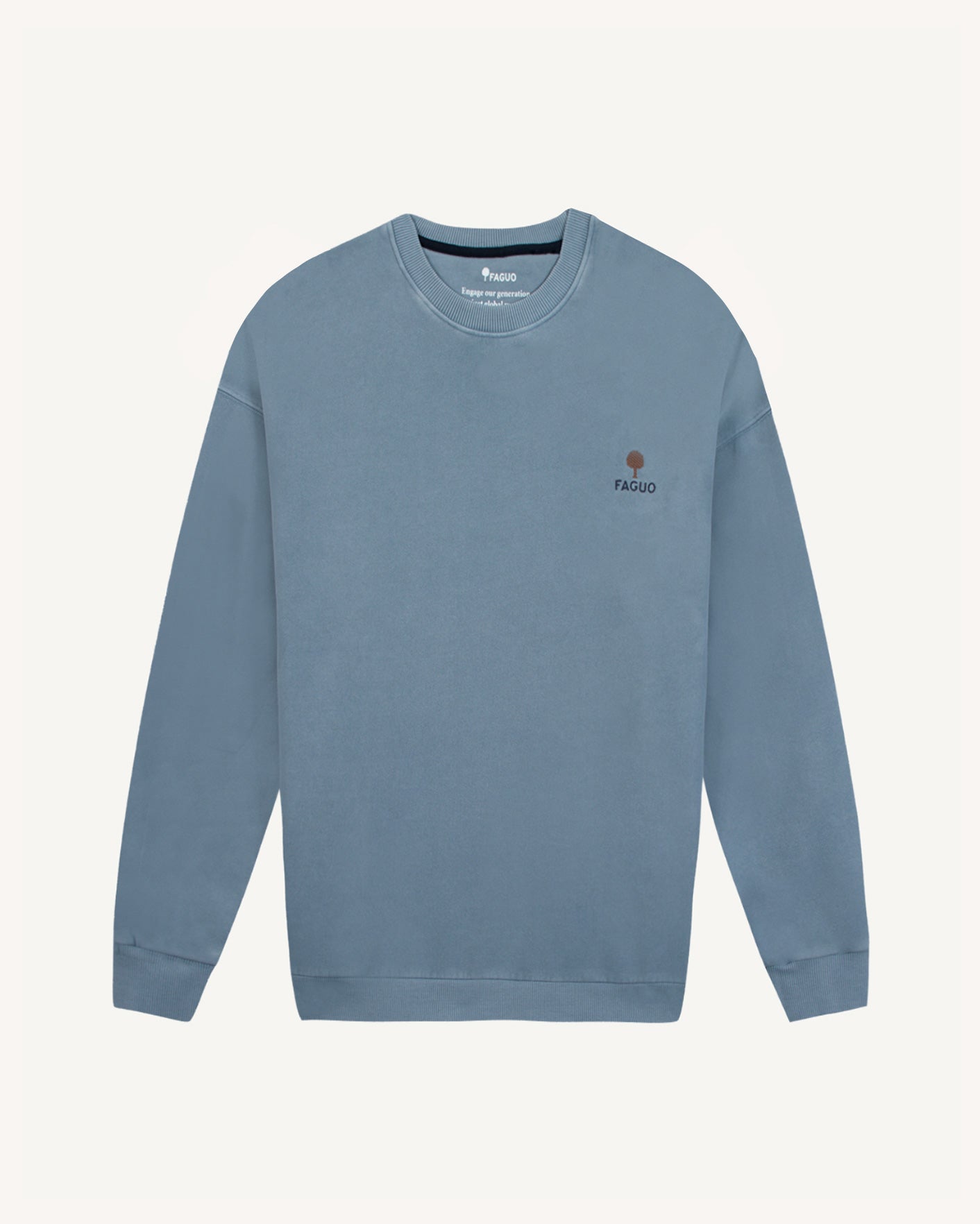 faguo-fango-sweat-col-rond-bleu-jean-loose-homme image 2