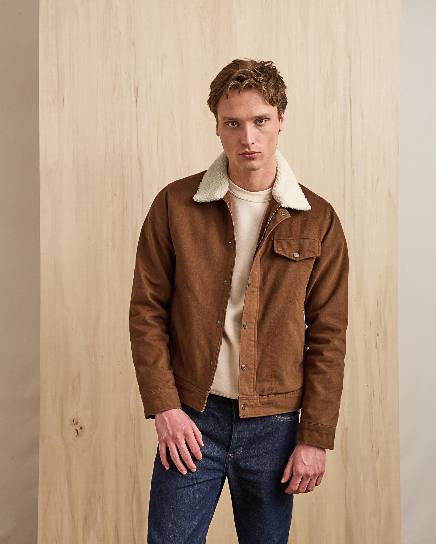 faguo-seillon-blouson-coton-camel-sherpa image 1