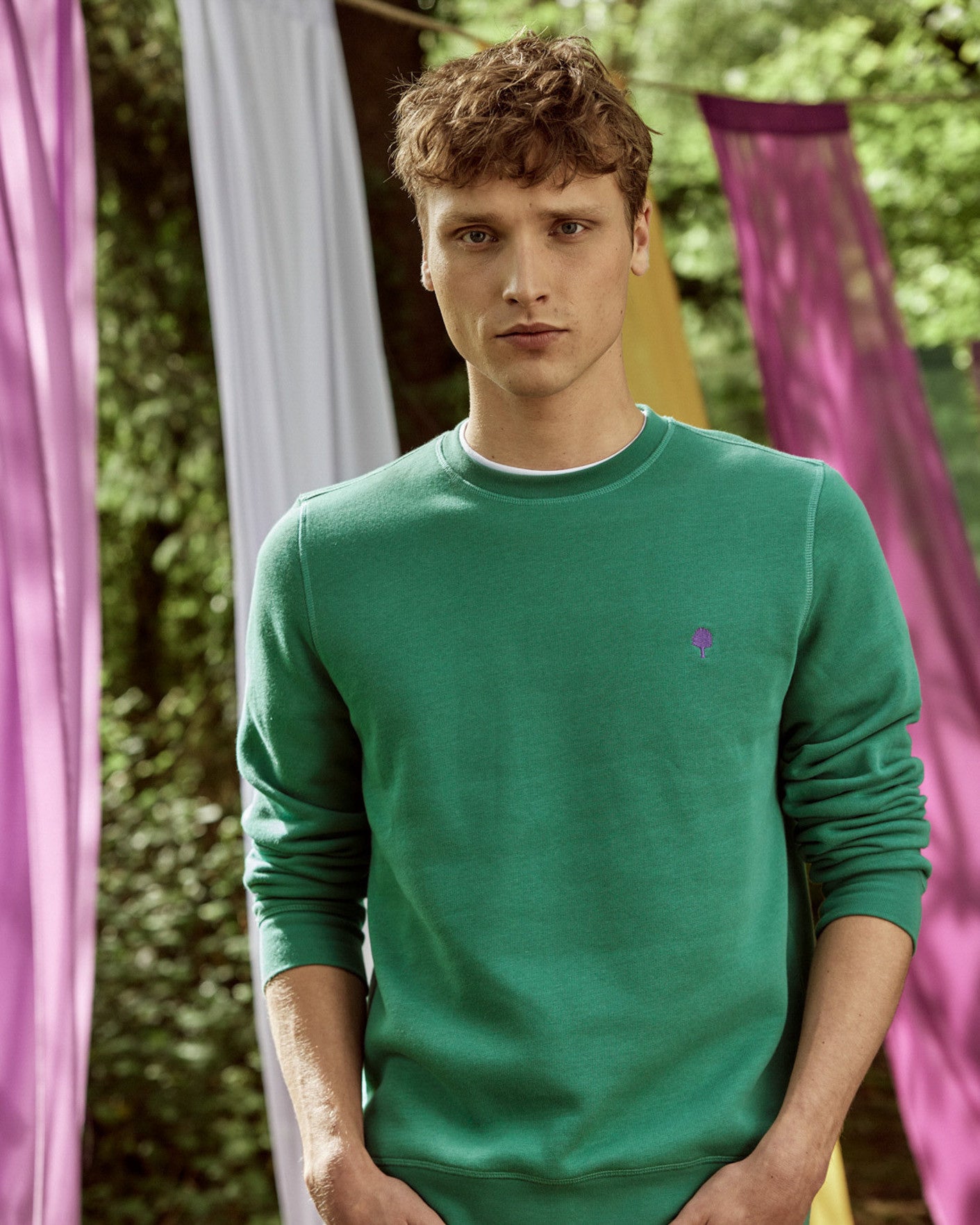 faguo-donzy-sweat-col-rond-vert-meraude-homme image 5