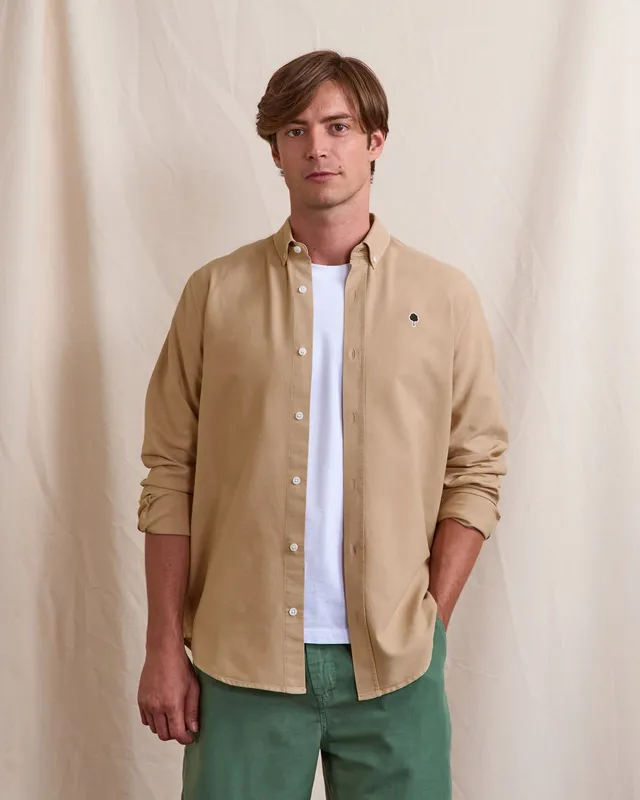 faguo-ivoy-chemise-taupe-oxford-homme-coupe-droite image 1