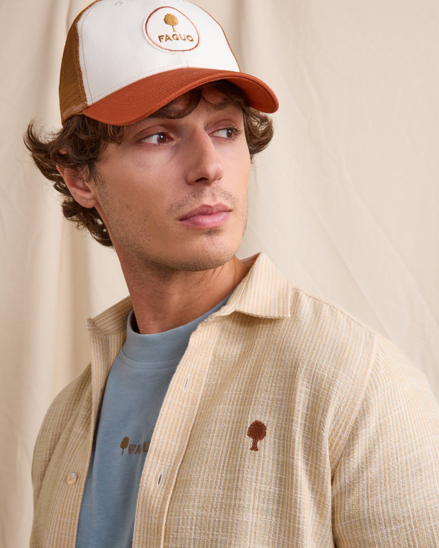 faguo-iraty-chemise-homme-cr-me-et-jaune-ray-e image 3