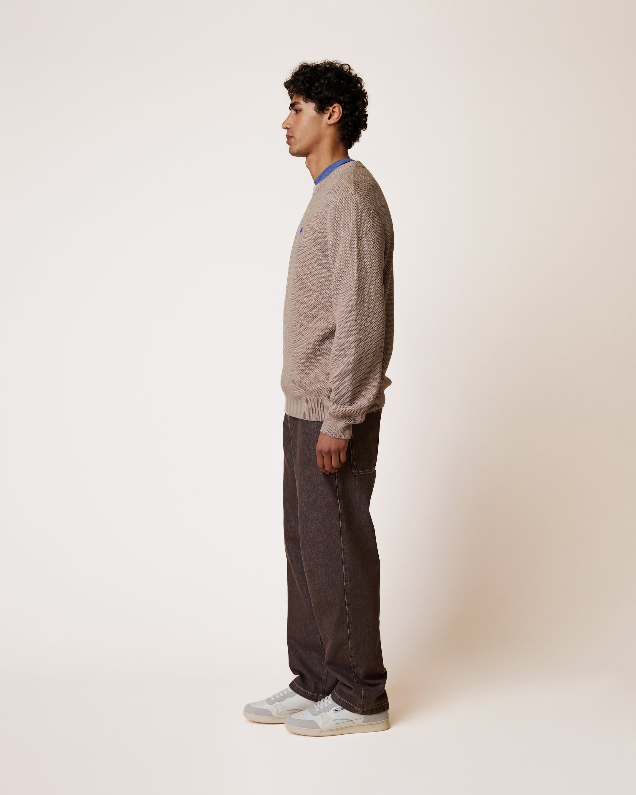 faguo-opale-pull-col-rond-beige-fonc-coton-bio-homme image 4