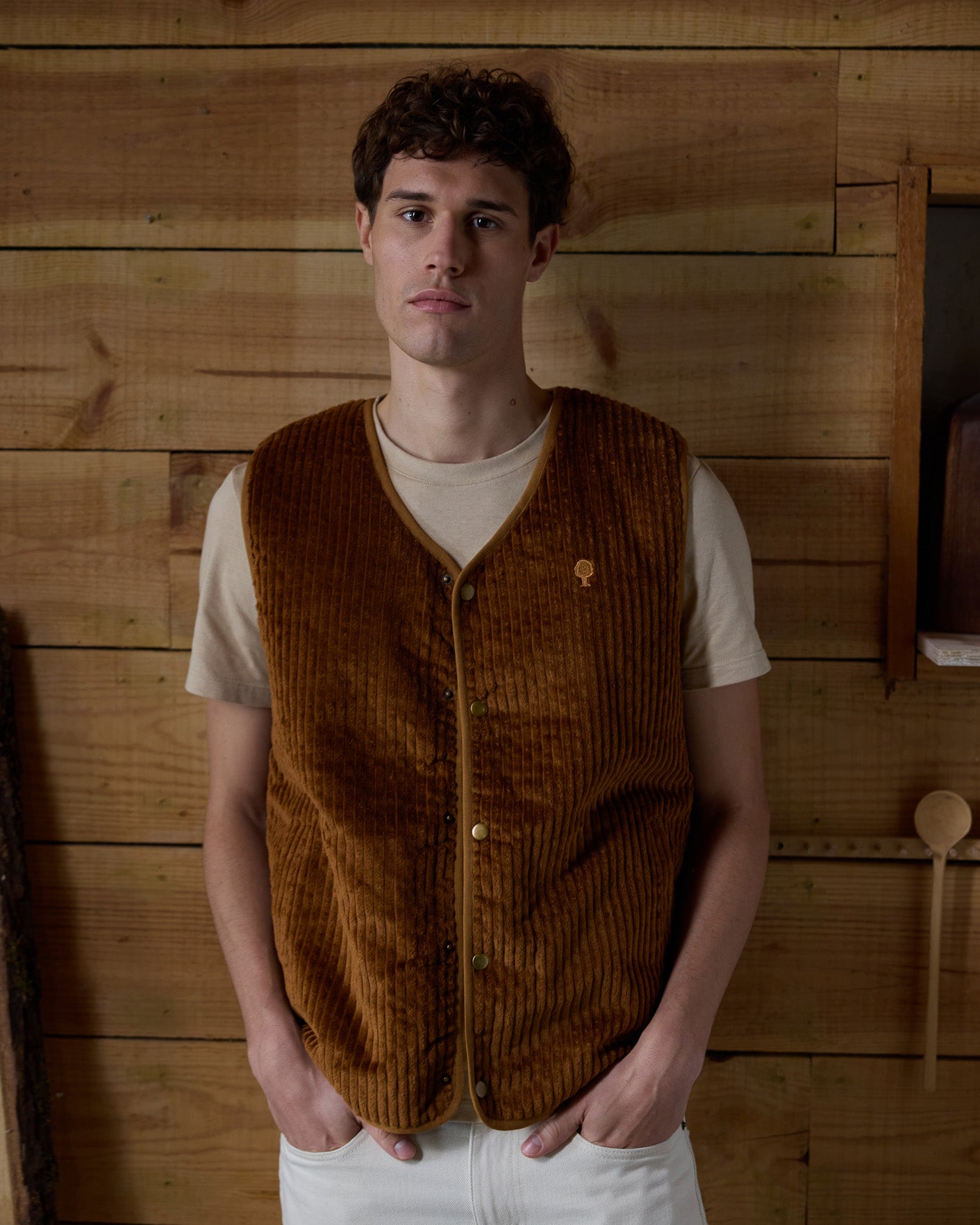 faguo-esterel-veste-sans-manches-r-versible-camel-kaki image 3