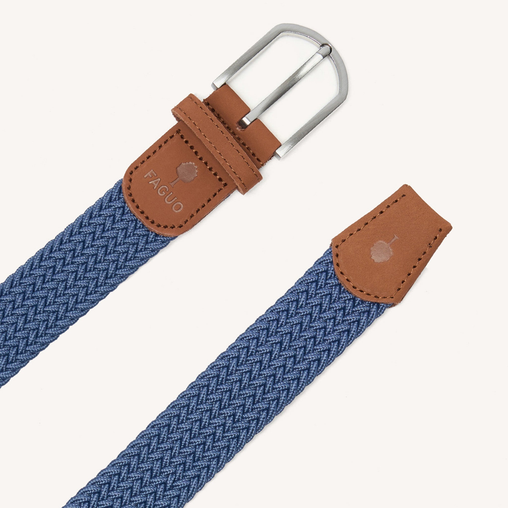 faguo-belt-ceinture-tress-e-homme-bleu-et-camel-lastique image 2