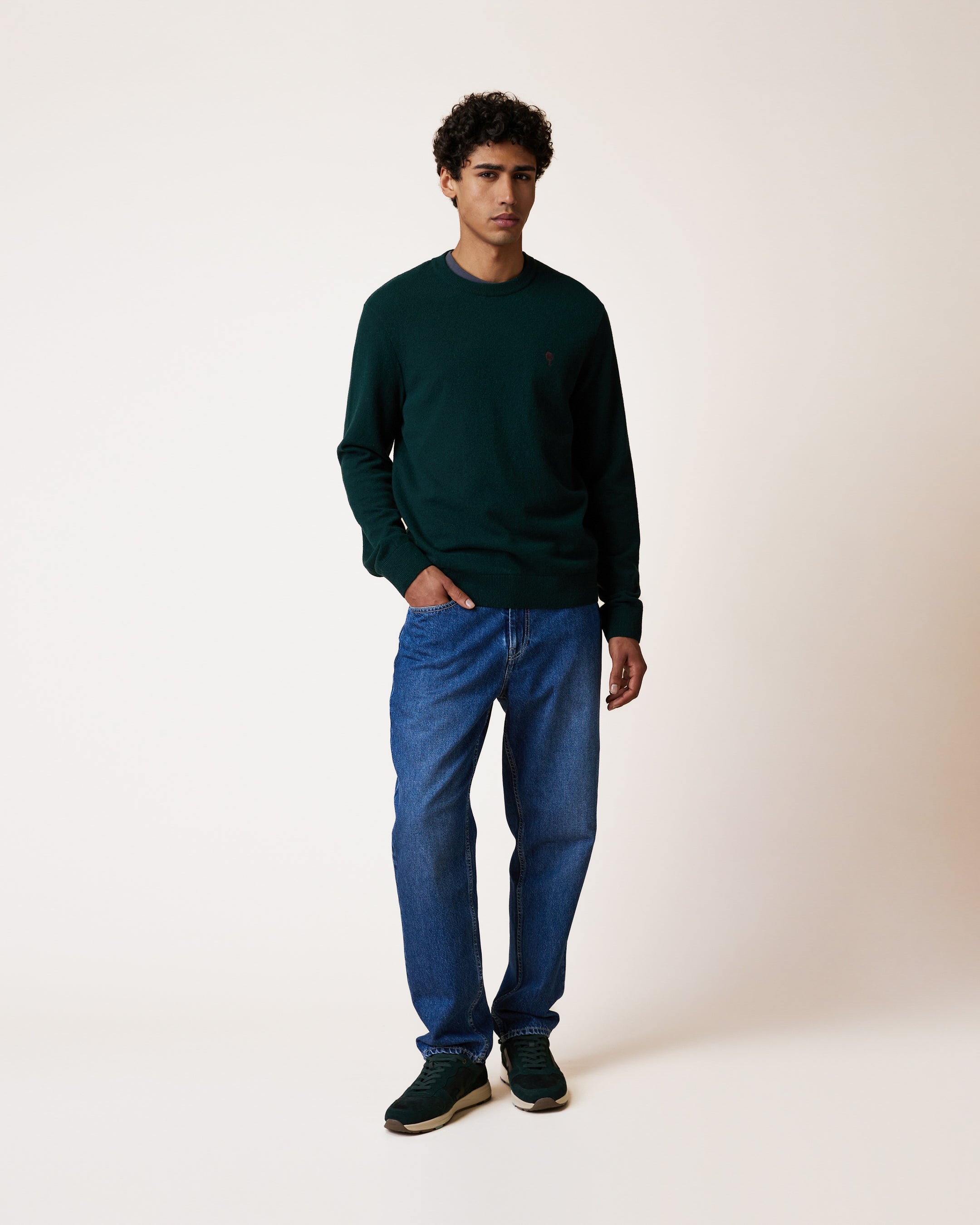 faguo-marly-pull-col-rond-laine-vert-fonc-fil-italien image 3