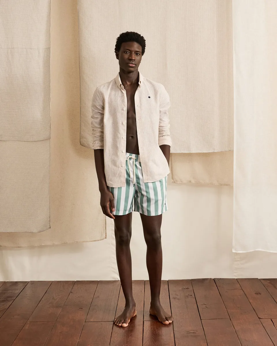 faguo-mimizan-short-de-bain-homme-vert-et-cru image 1