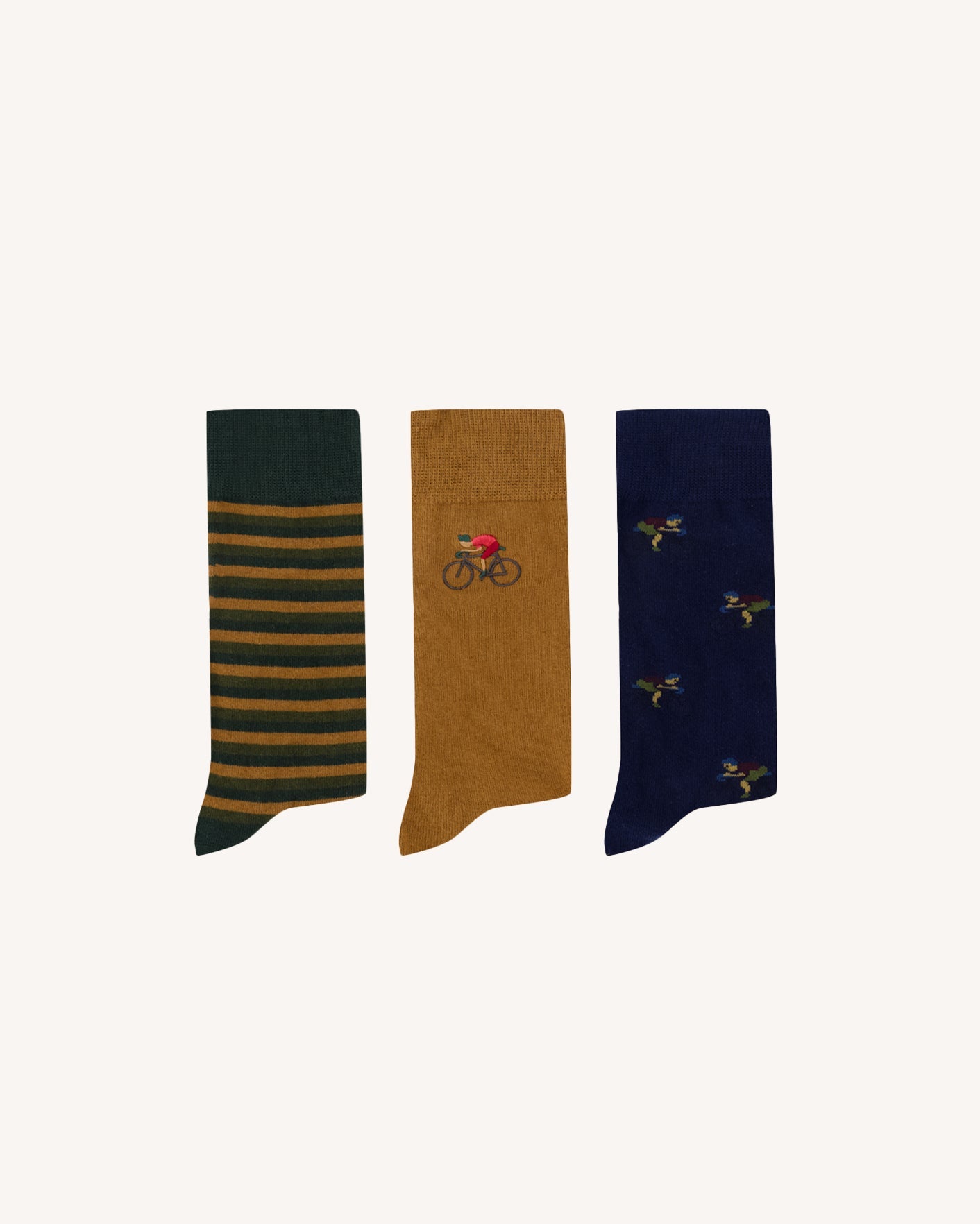 faguo-lot-3-paires-chaussettes-f26so0101-kaki-camel-mi-mollet image 1