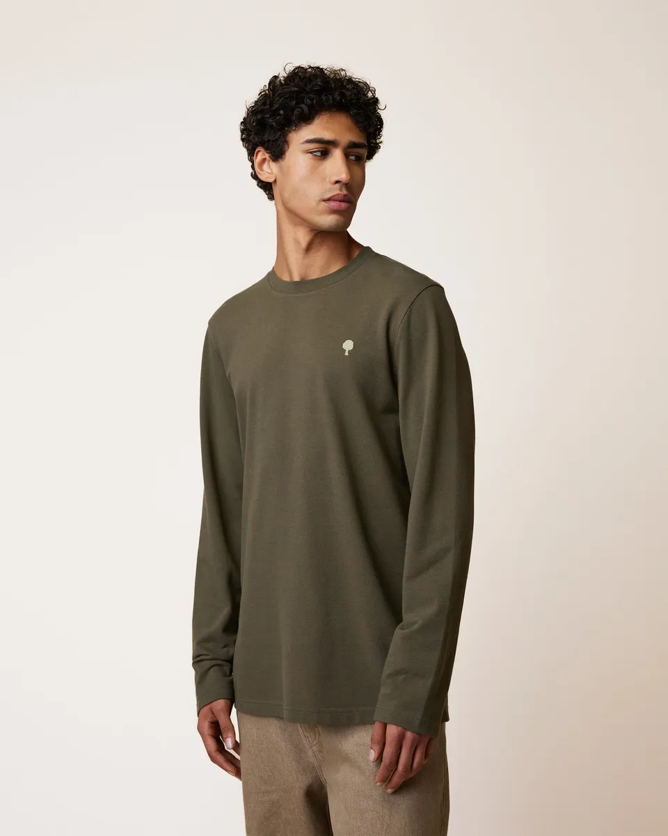 faguo-bailly-t-shirt-manches-longues-kaki-coton-recycl image 1