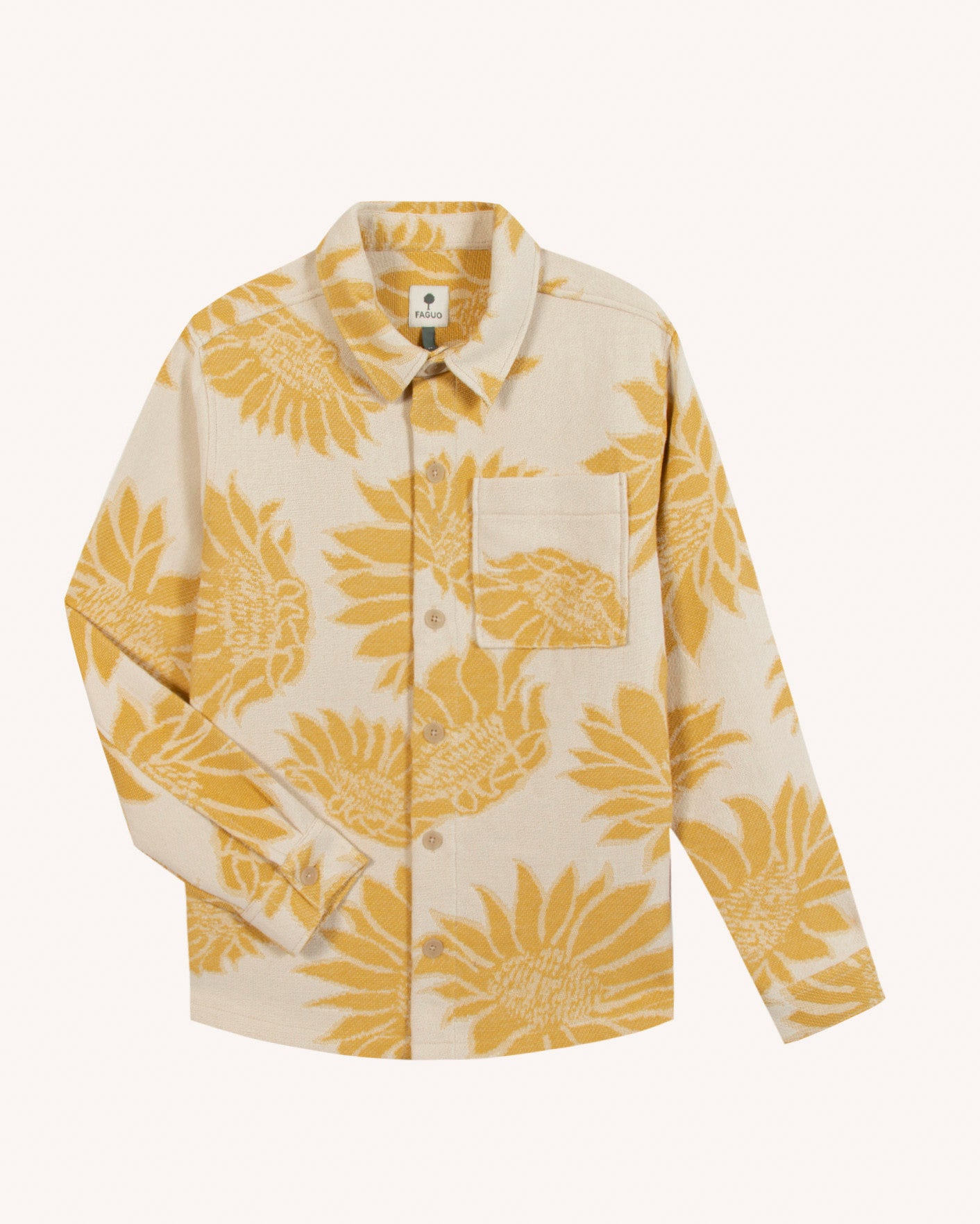 faguo-gastine-surchemise-homme-cr-me-et-jaune-jacquard-oversize image 2